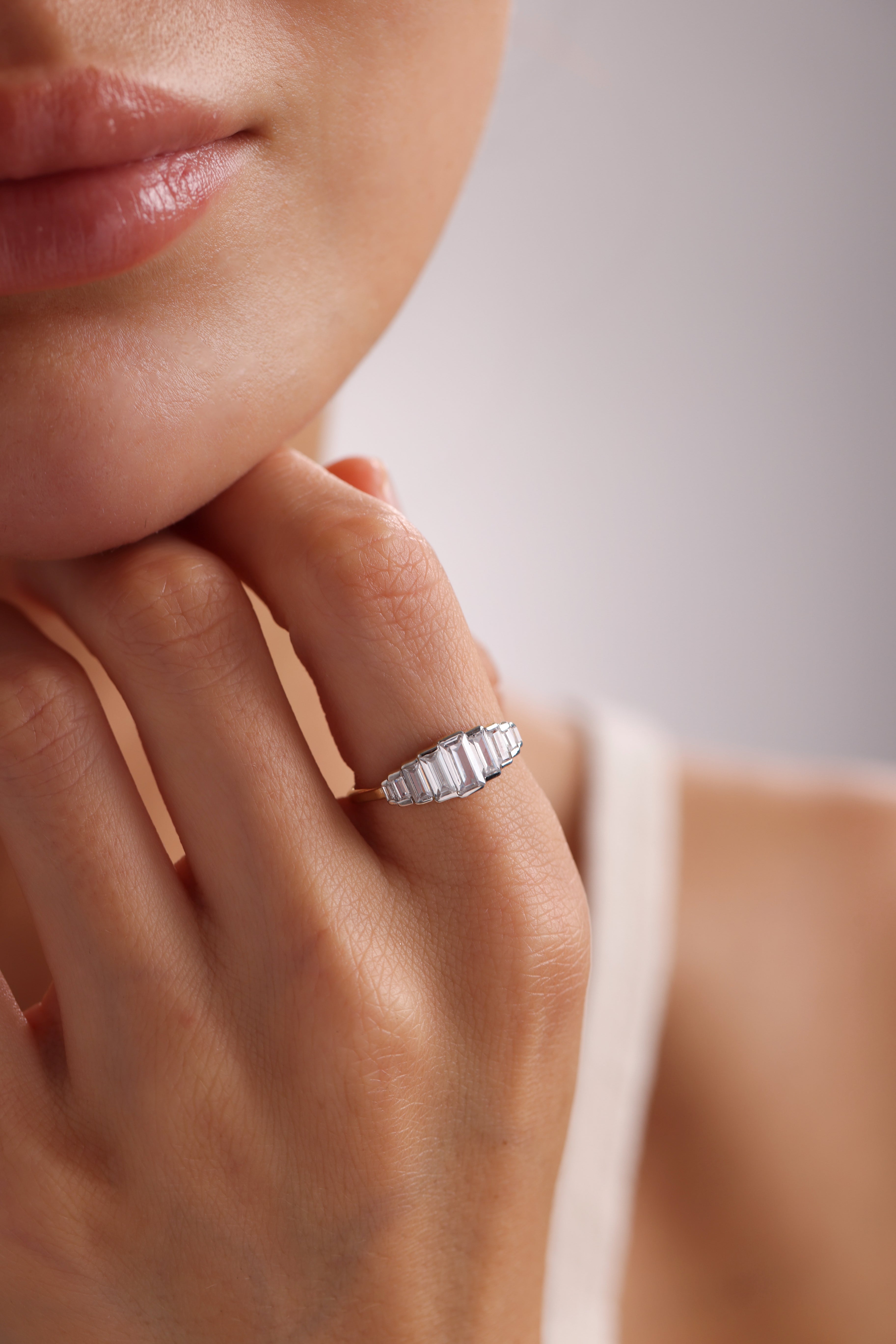 14k Gold Seven Baguette Diamond Band