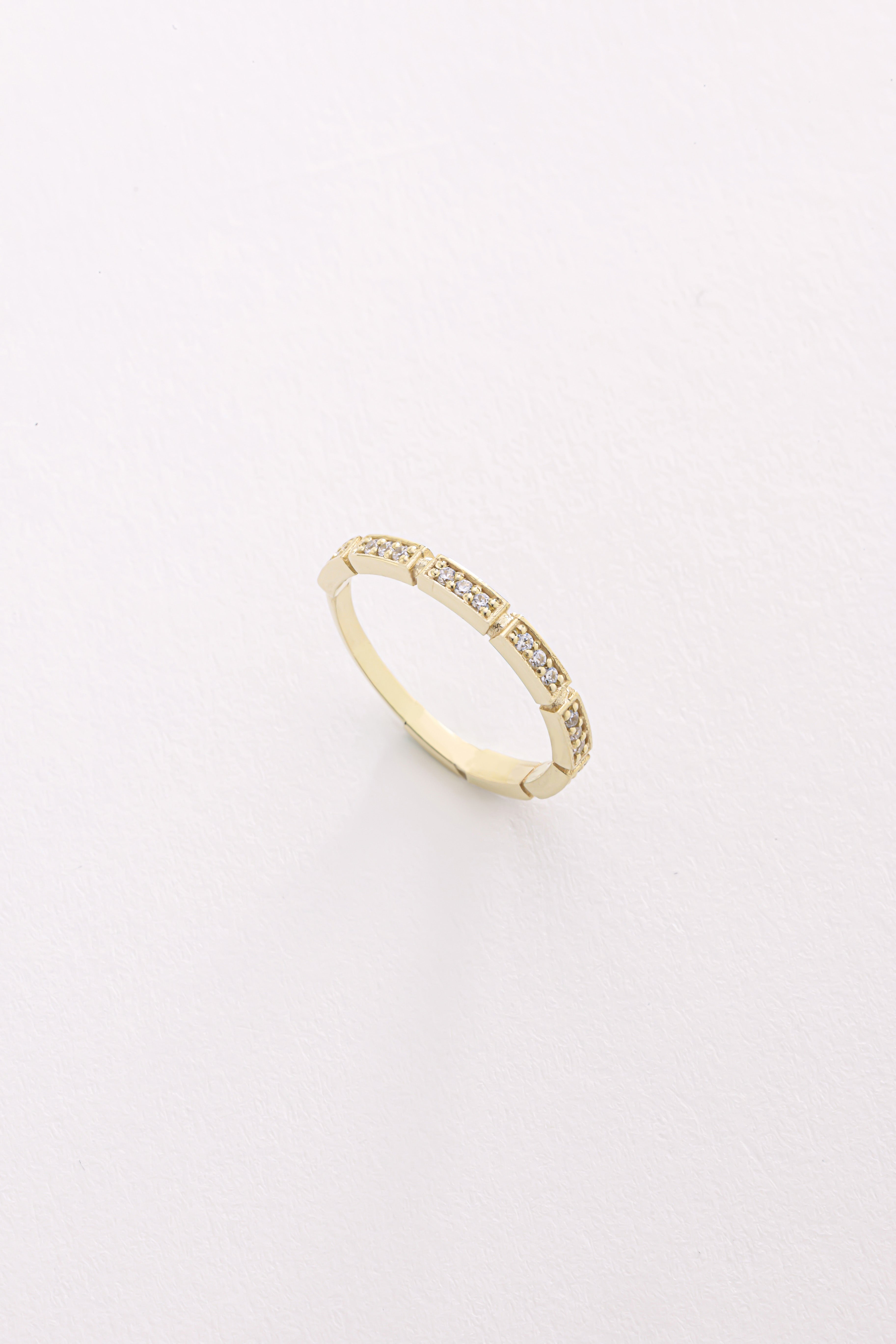 14k Gold Diamond Block Band