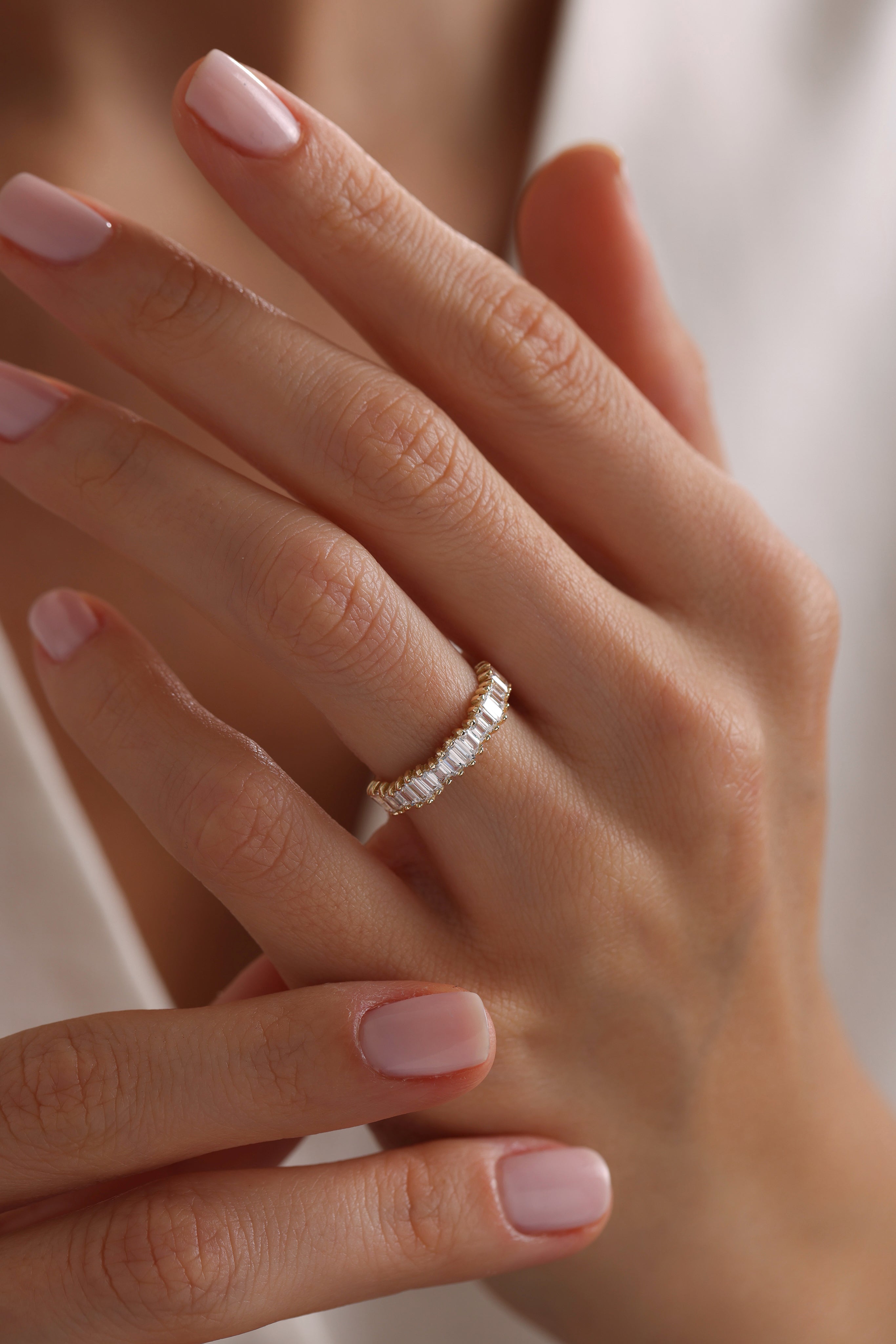 14k Gold Celestial Arc Baguette Ring