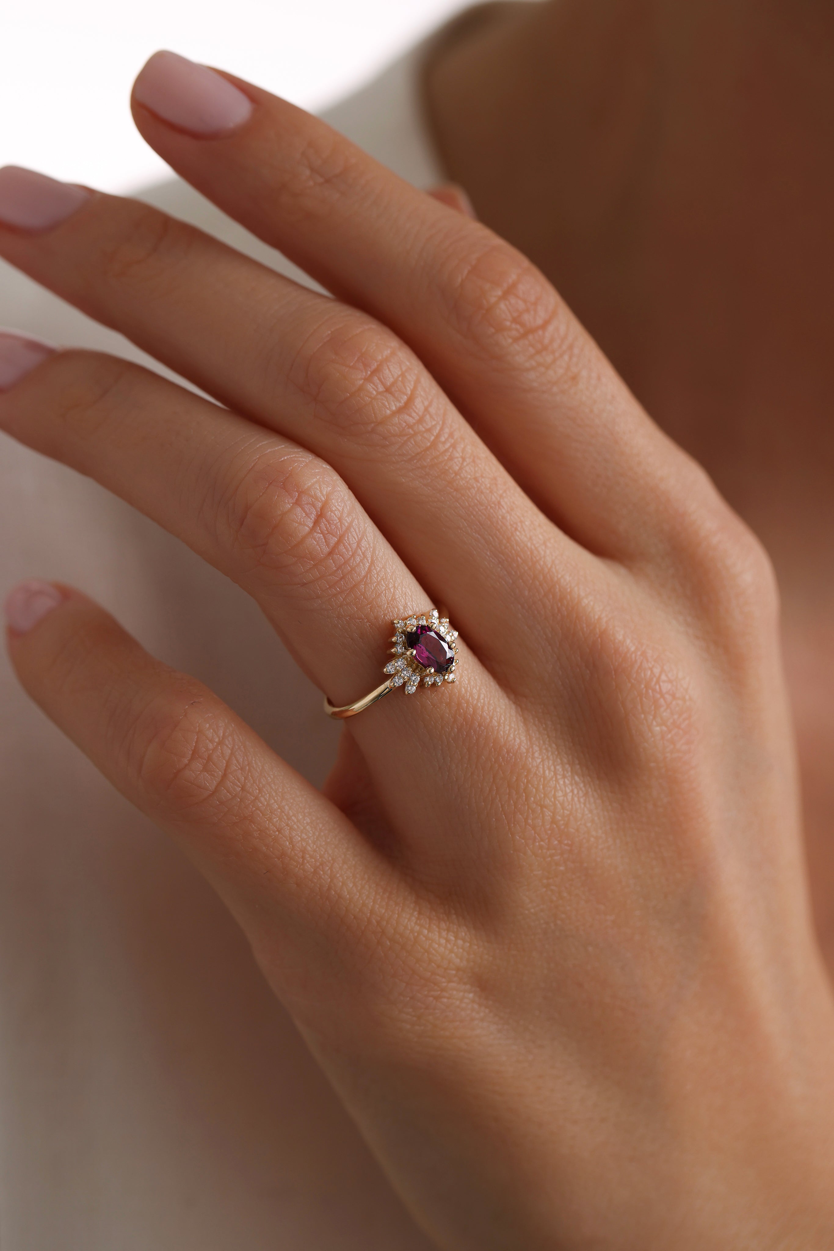 14k Gold Velvet Charm Rhodolite Ring