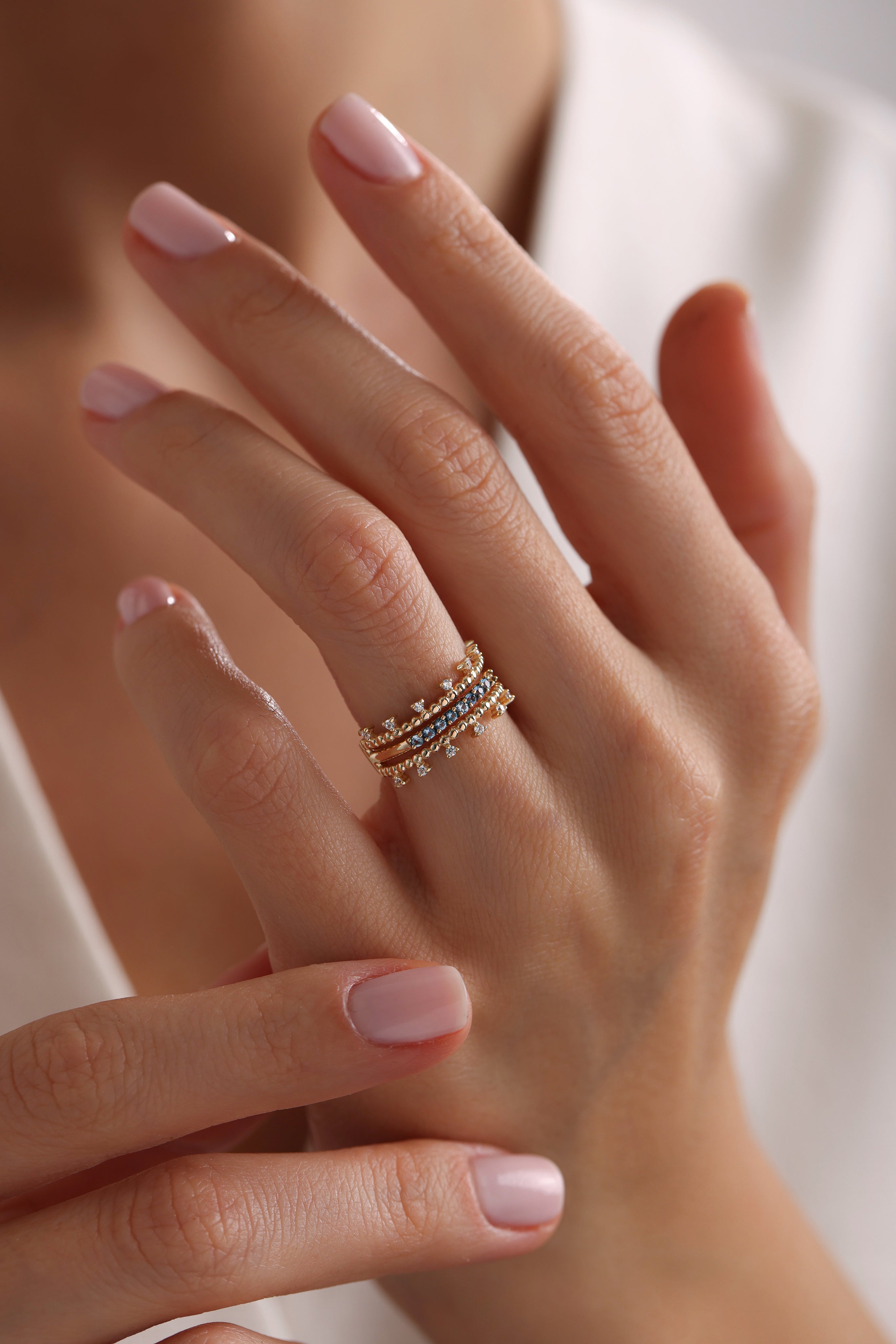 14k Gold Sultan's Crown Blue Topaz Ring