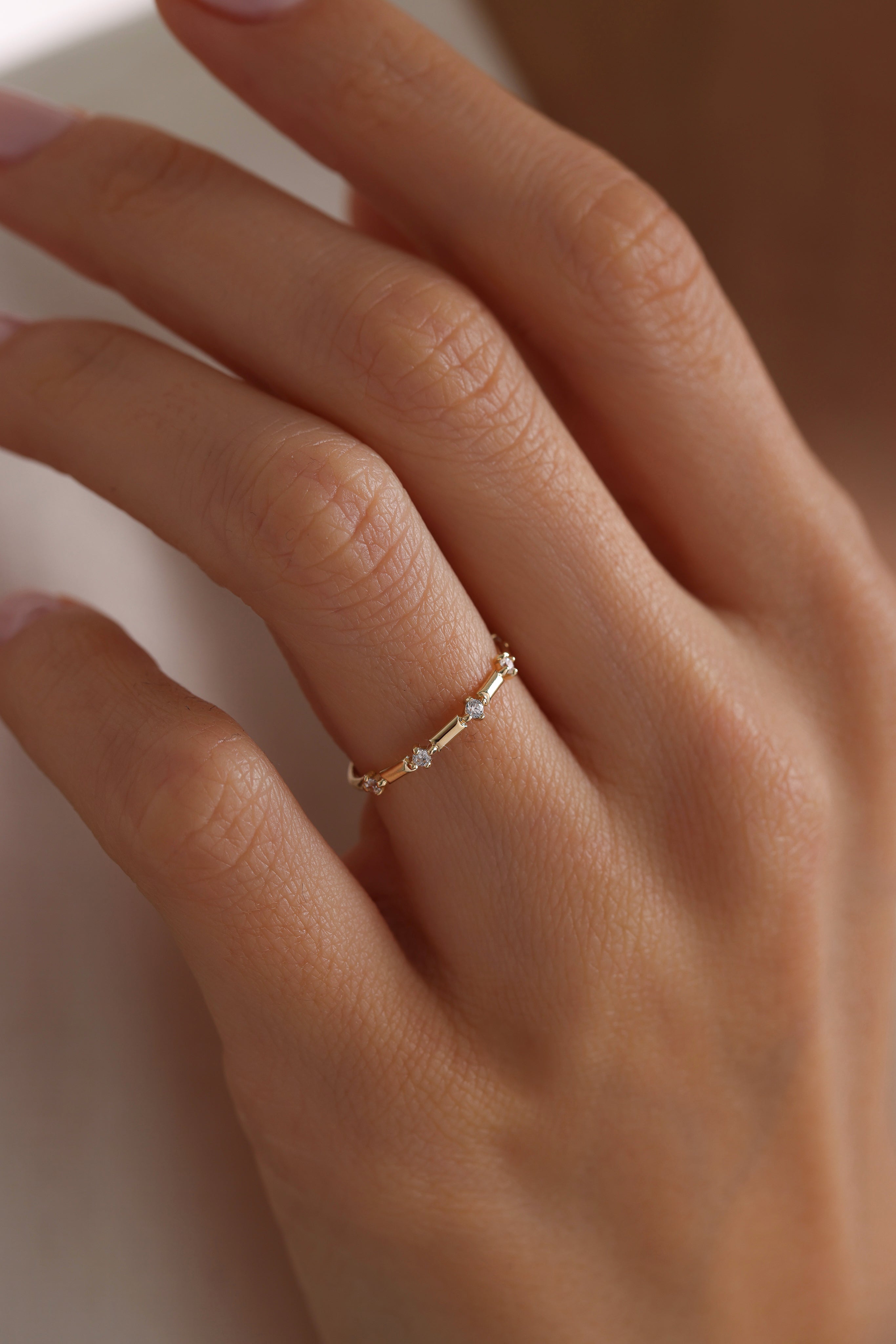 14k Gold Minimal Five Stone Ring
