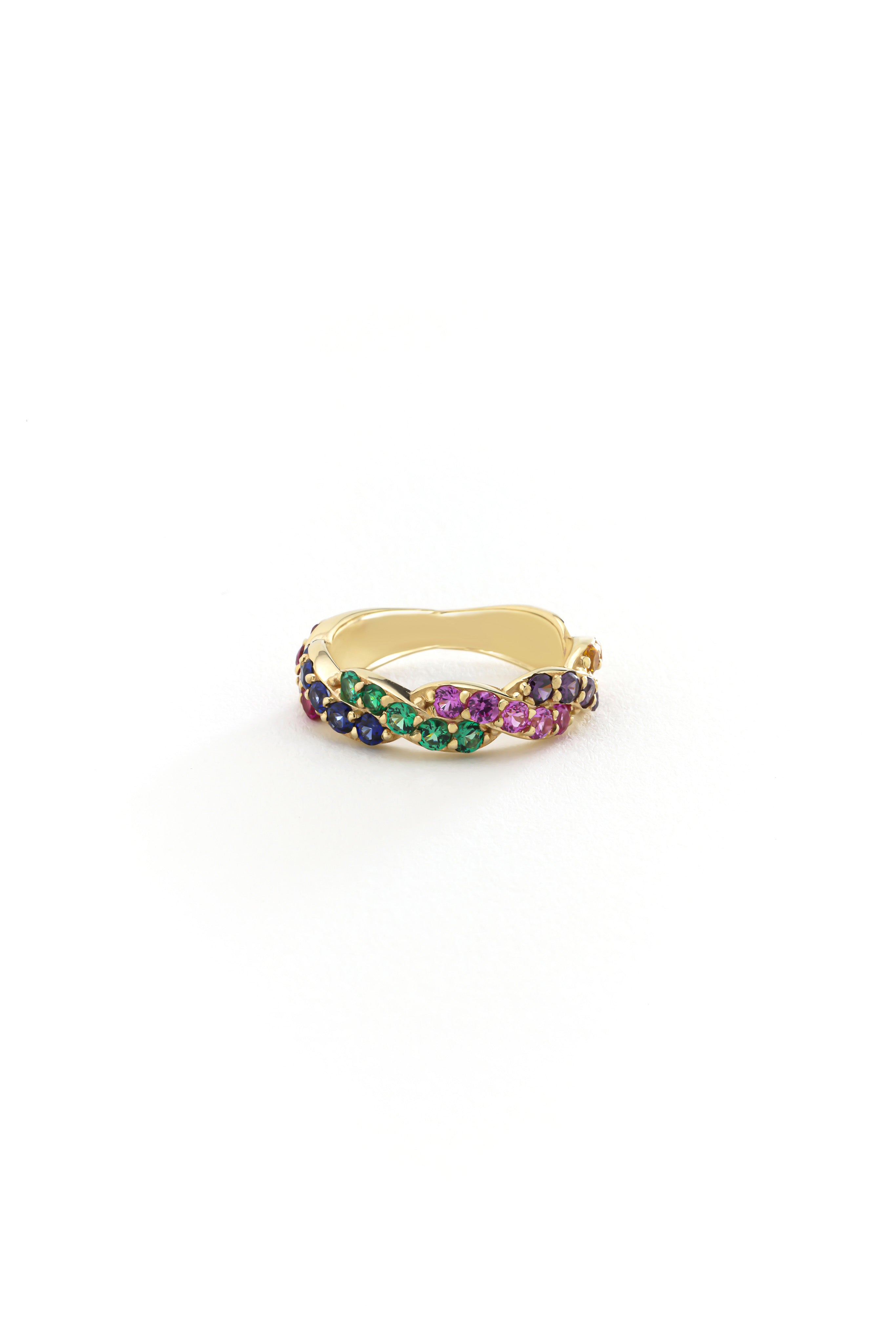 14k Gold Rainbow Weave Ring