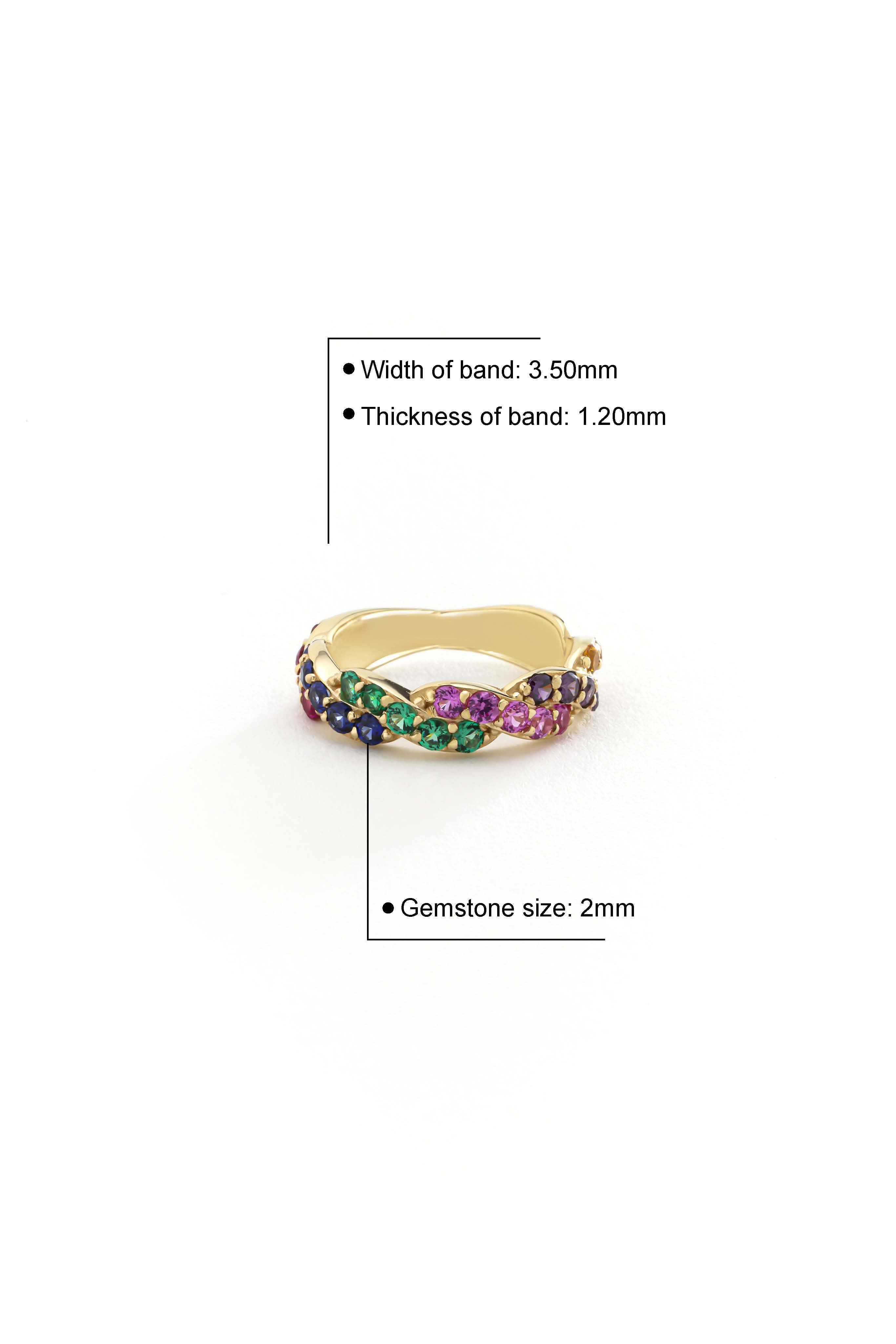 14k Gold Rainbow Weave Ring