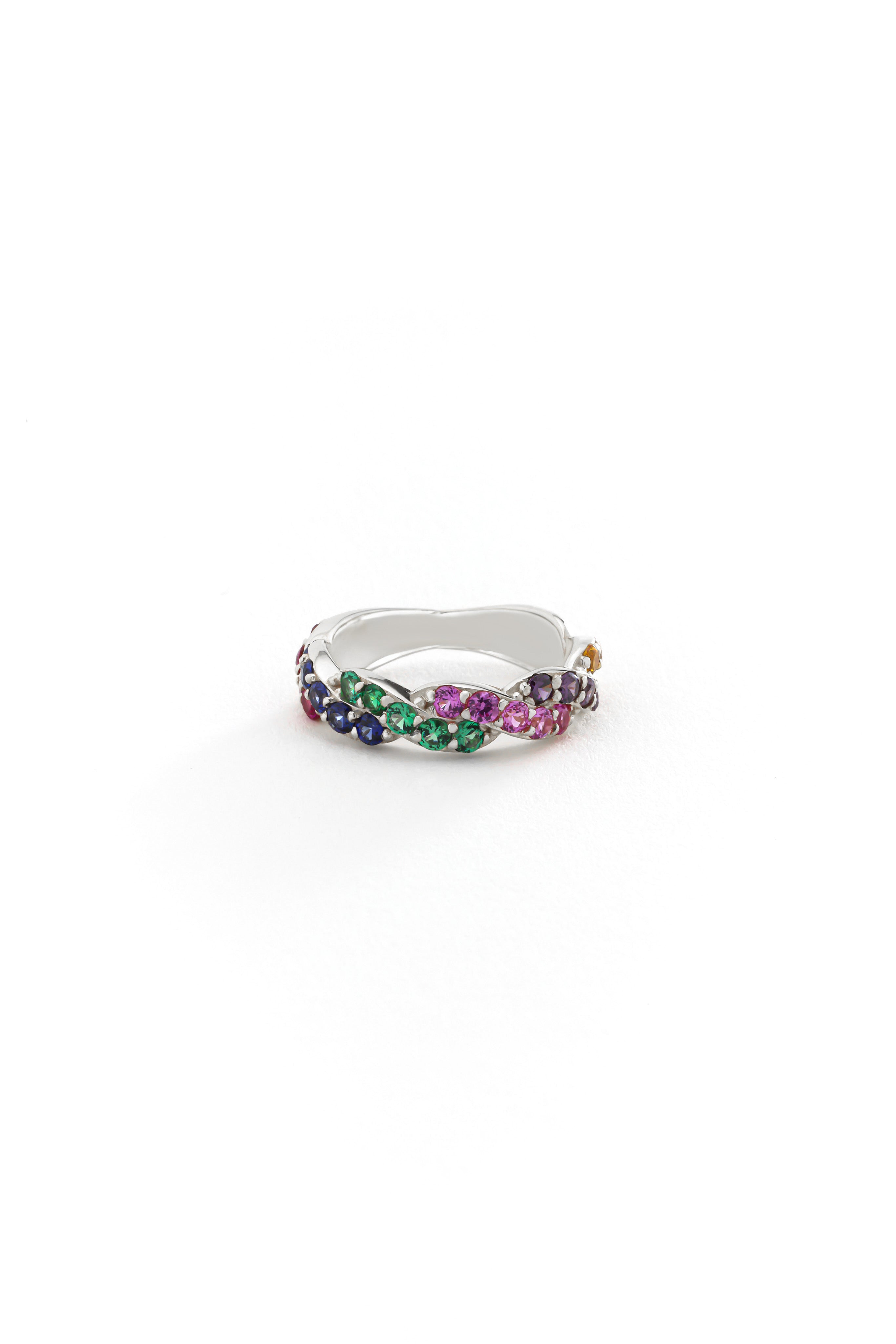 14k Gold Rainbow Weave Ring