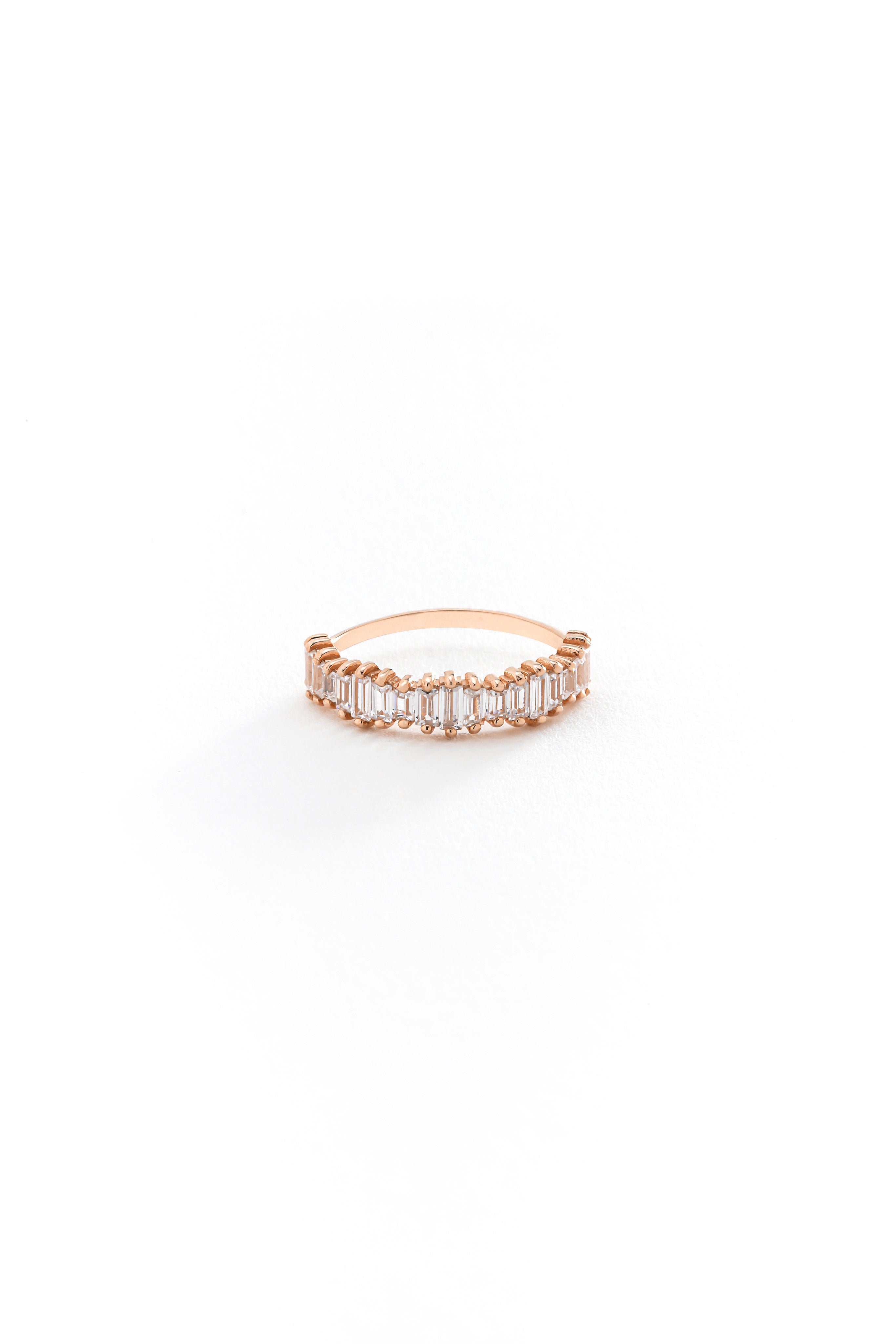 14k Gold Celestial Arc Baguette Ring