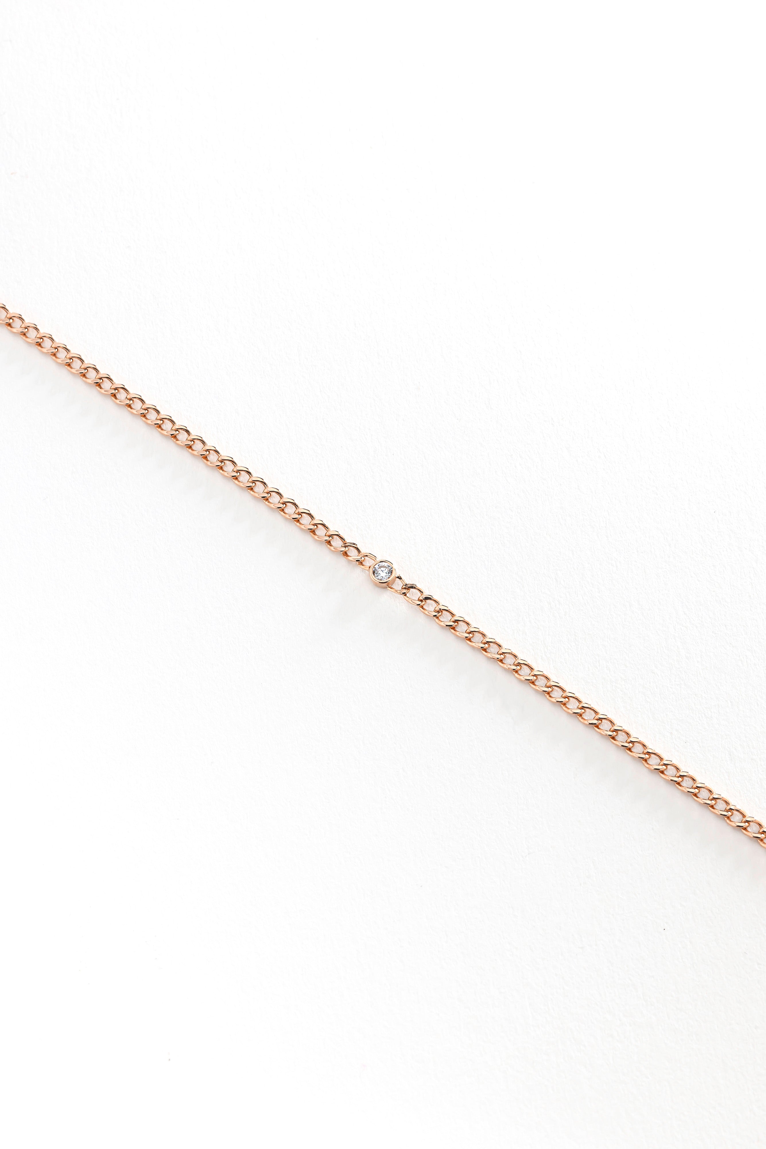 14k Gold Solitaire Curb Chain Bracelet