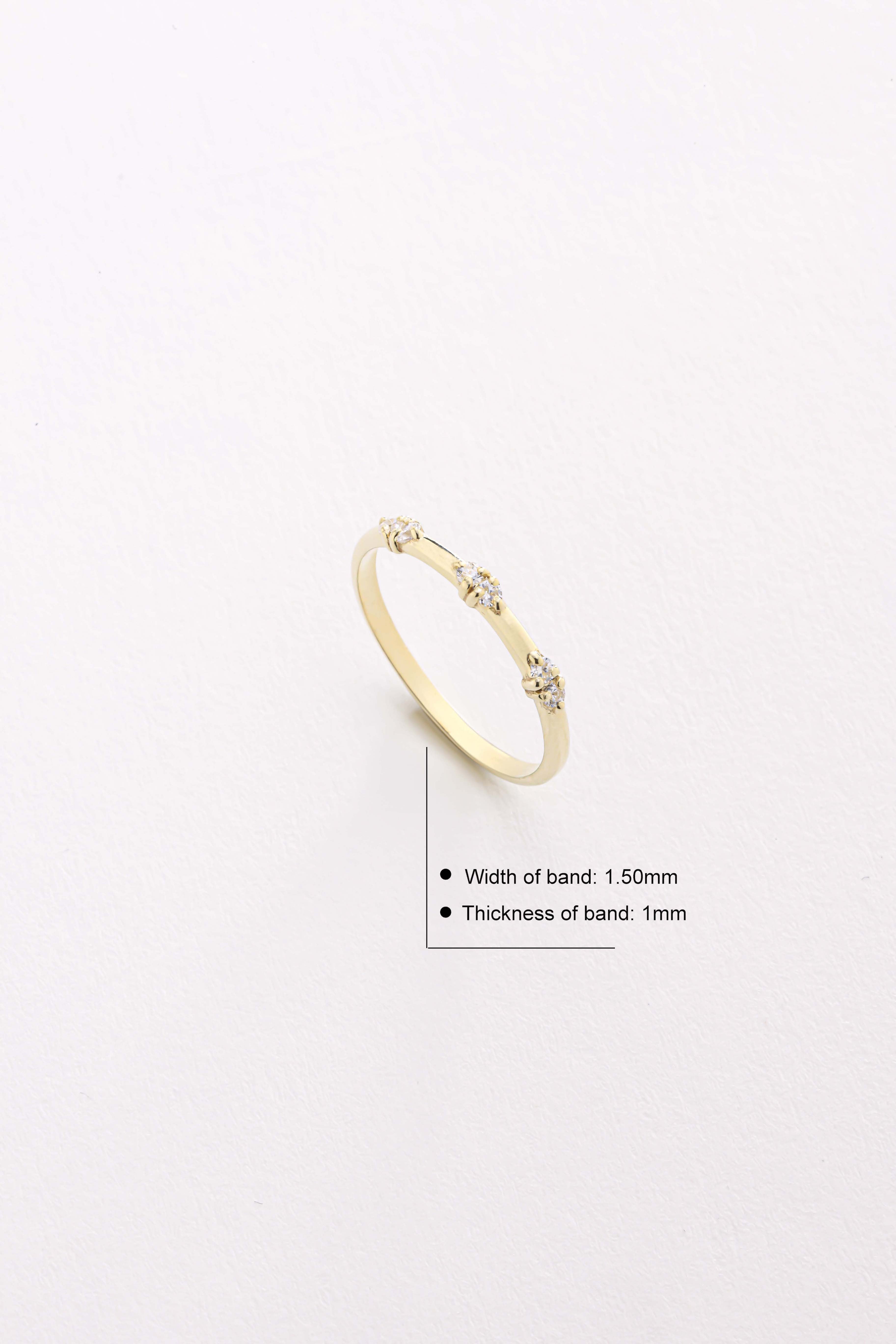 14k Gold Triple Diamond Ring