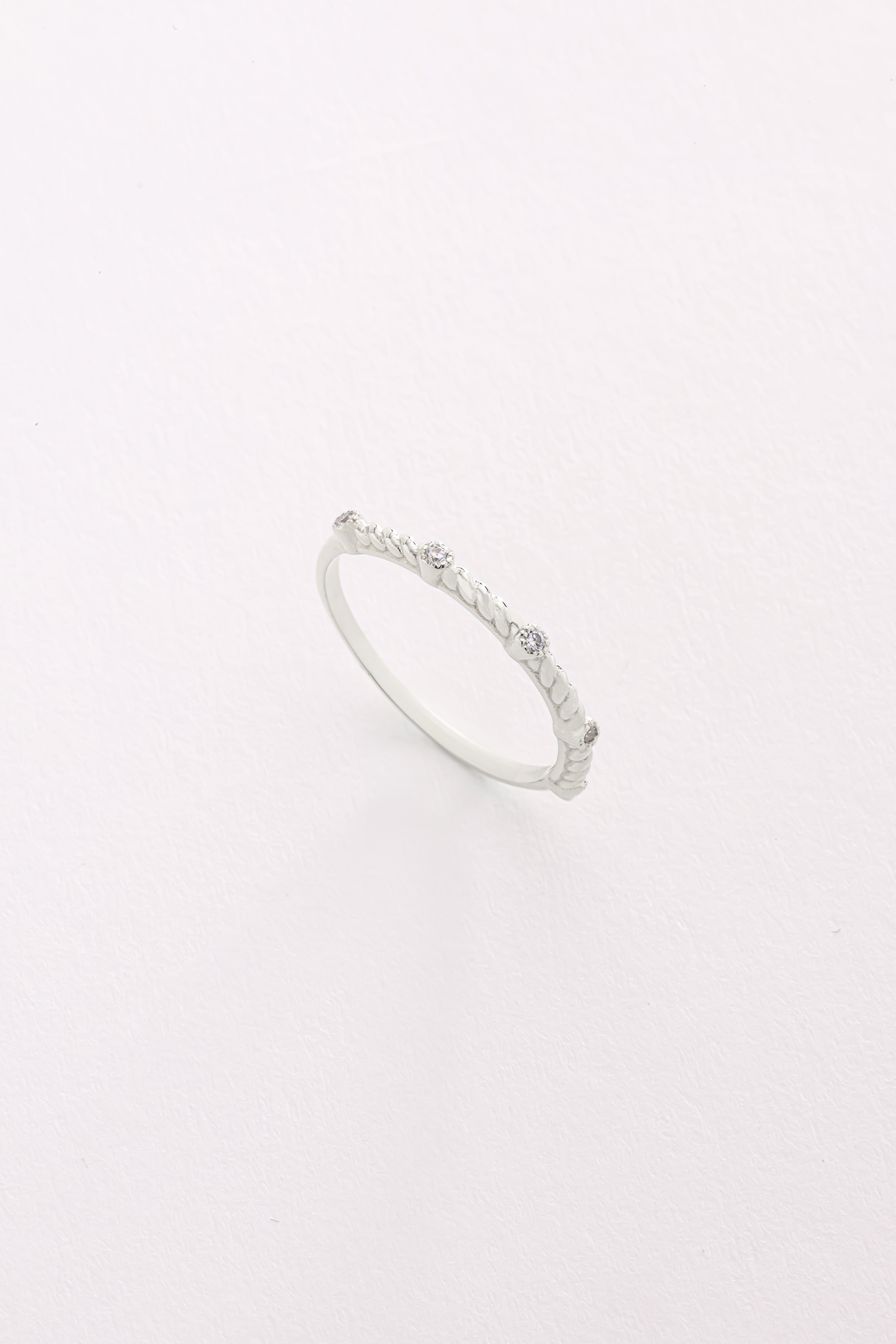 14k Gold Textured Diamond Band with Five Stones