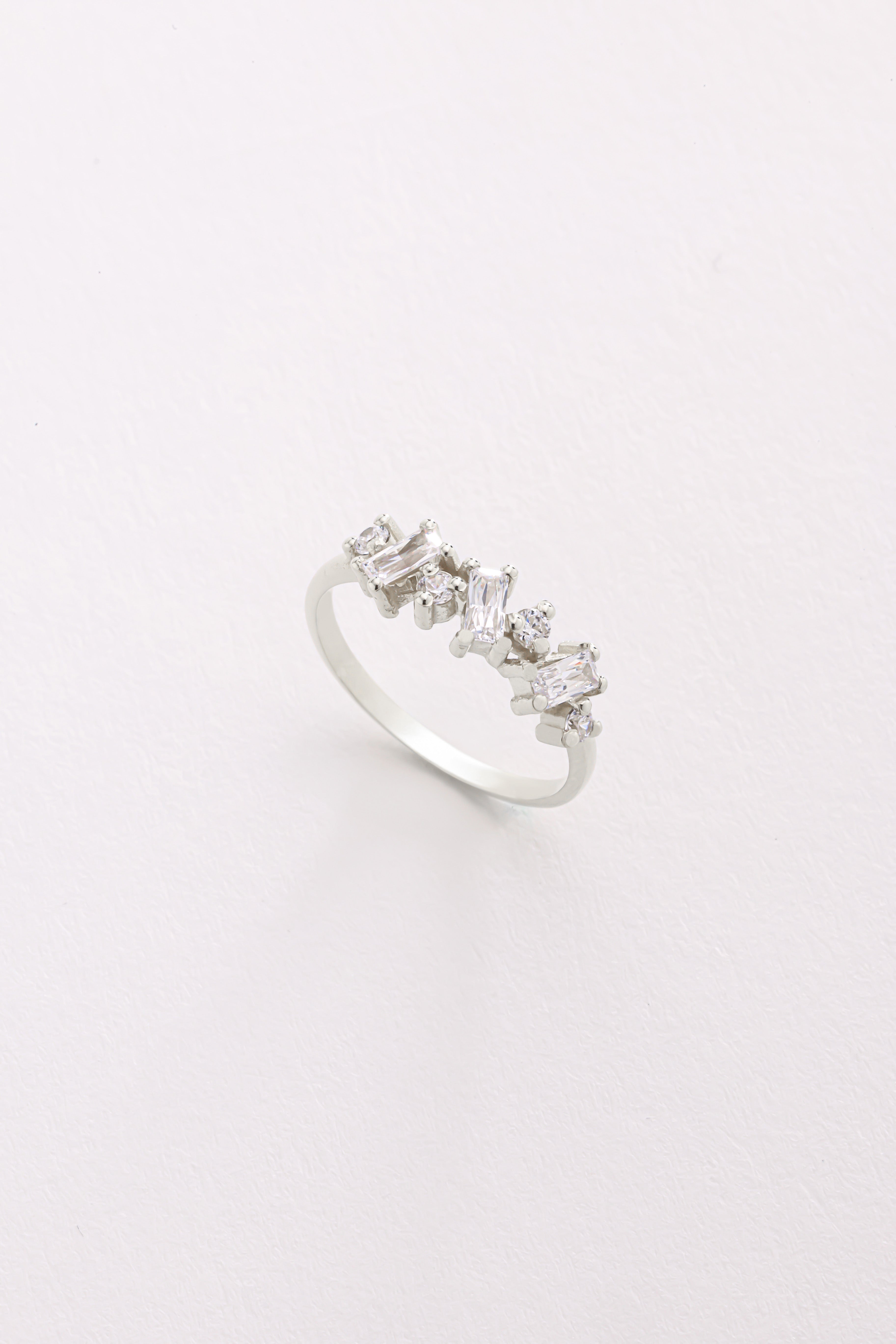 14k Gold Baguette Diamond Cluster Ring