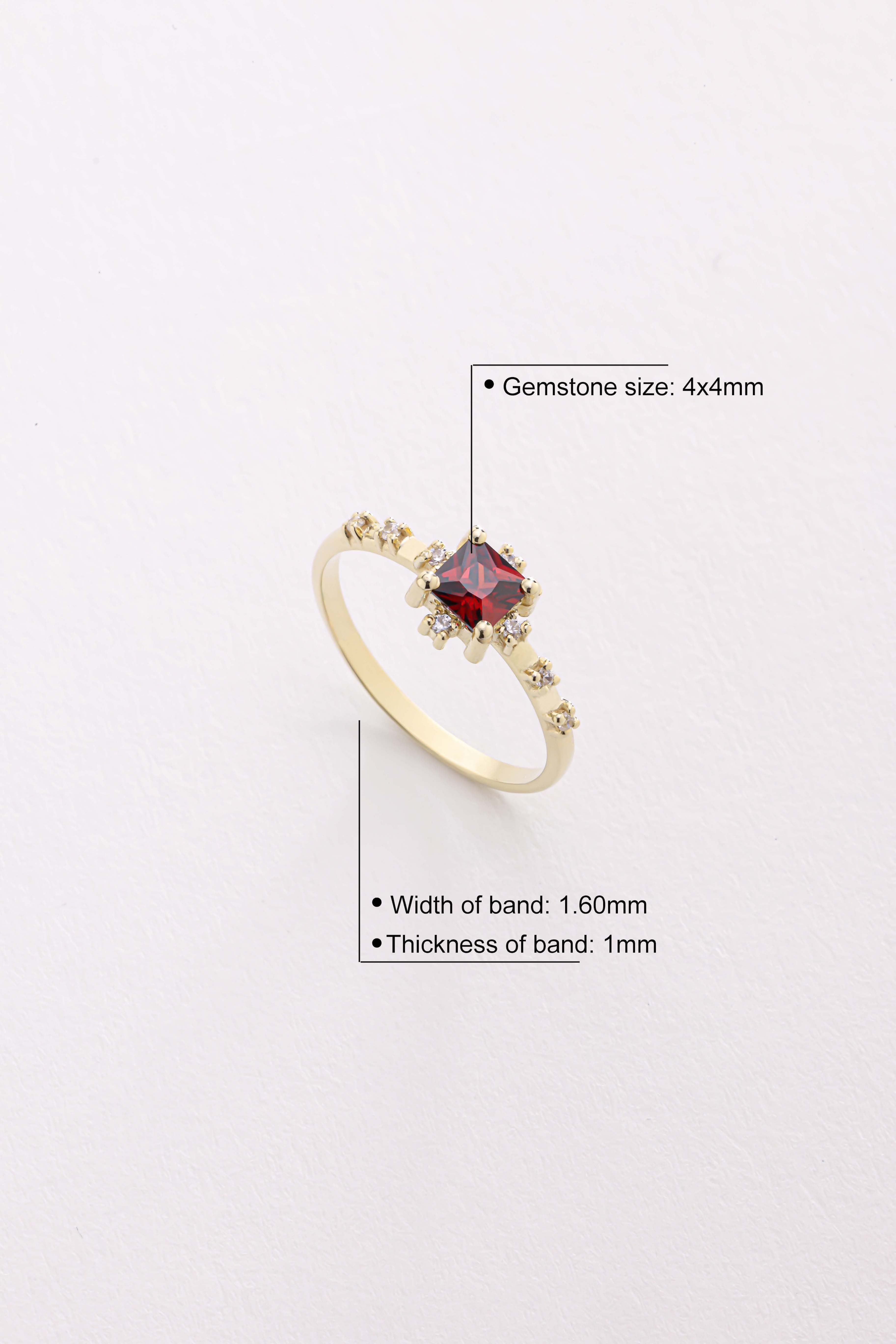 14k Gold Garnet Diamond Ring