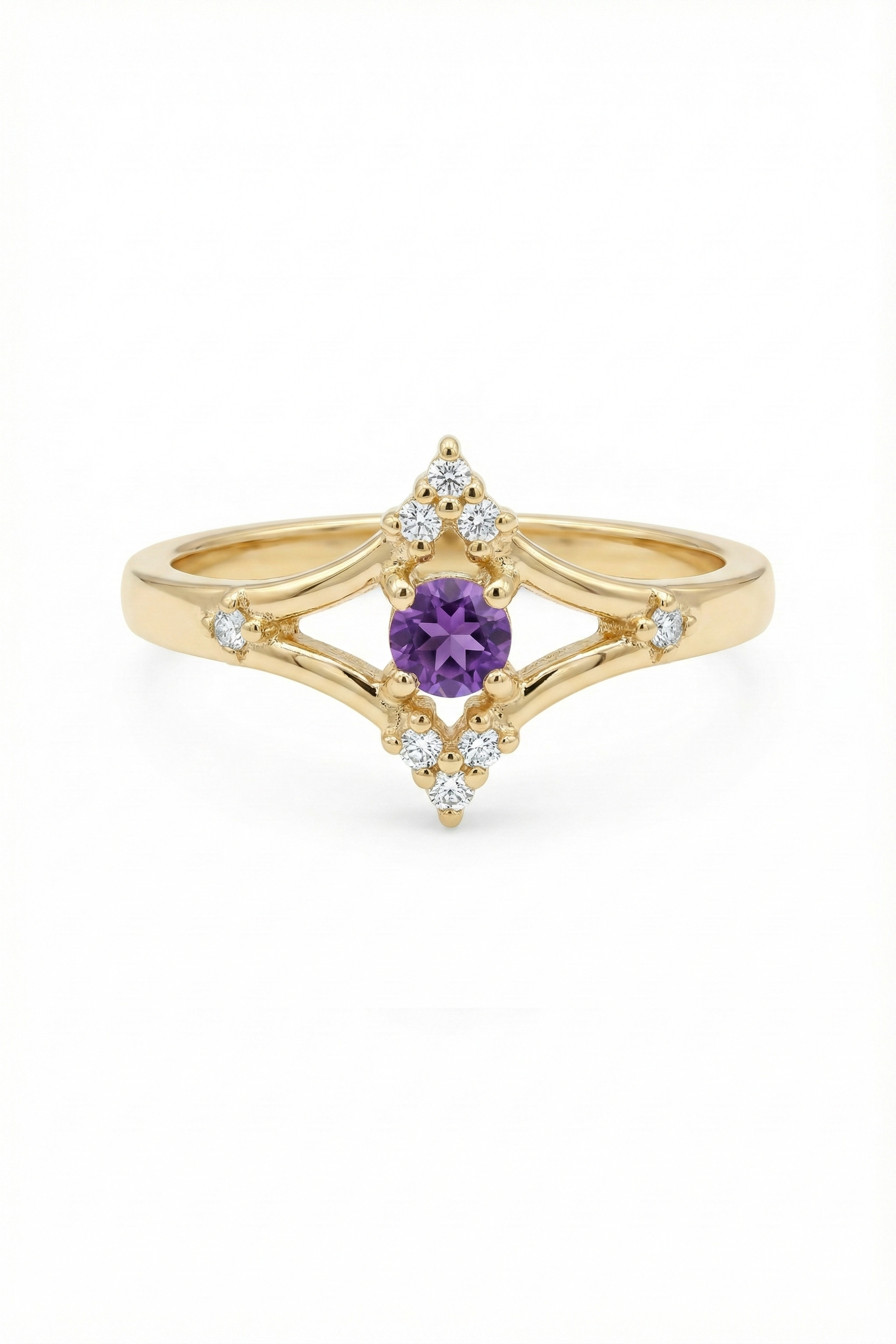 14k Gold Aurora Amethyst Ring