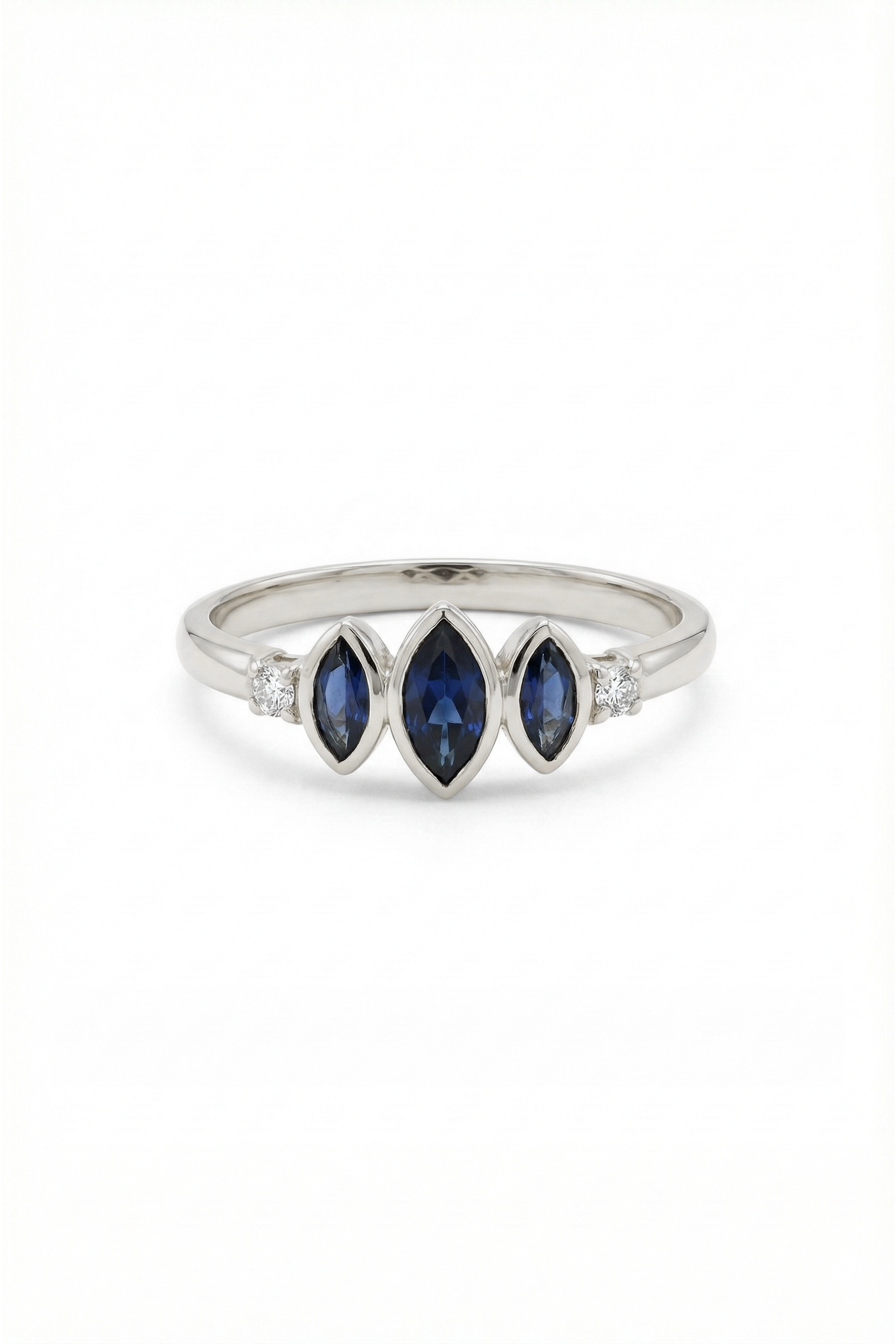 14k Gold Eclipse Blue Sapphire Ring