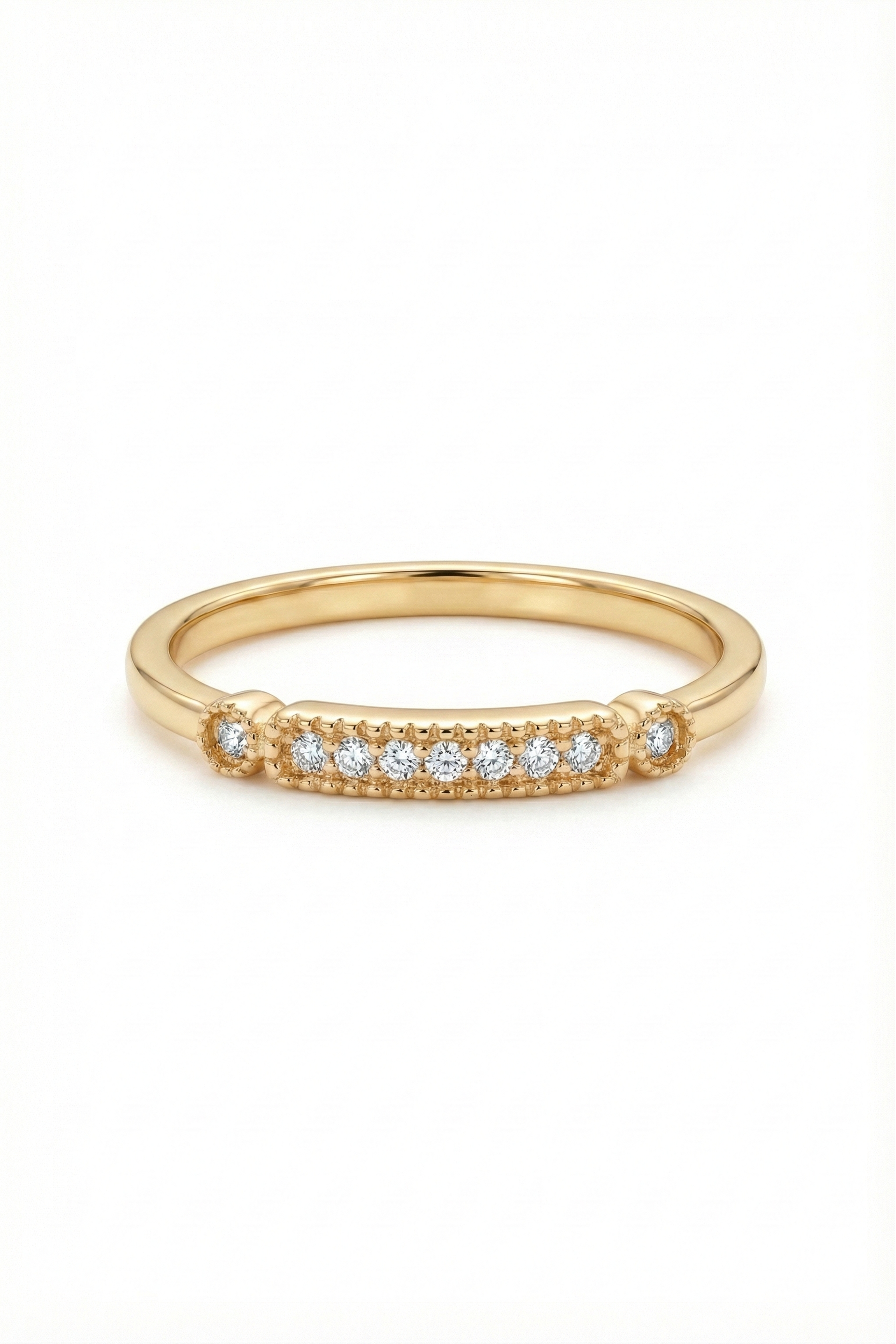 14k Gold Diamond Bar Ring