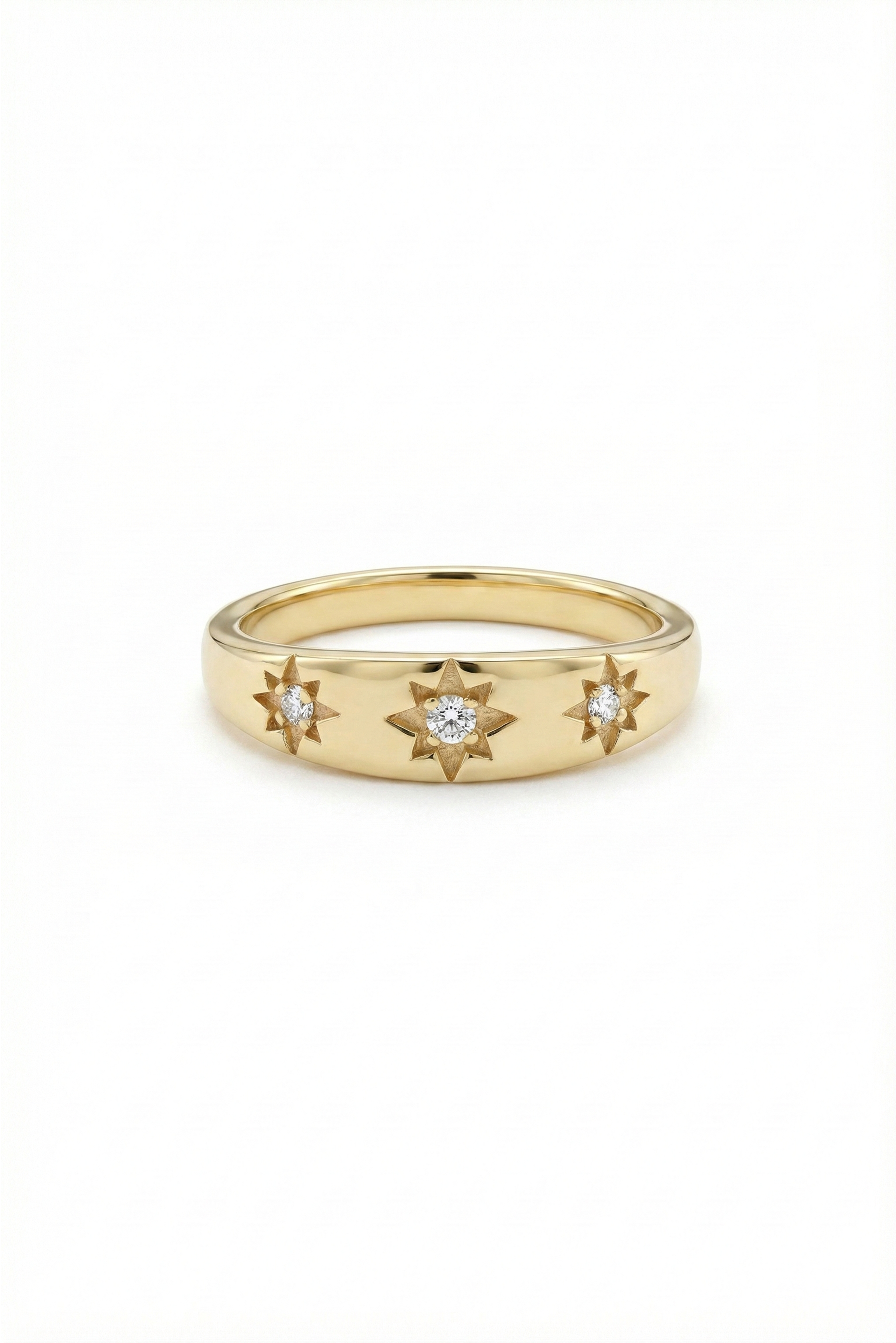 14k Gold Star Burst Ring