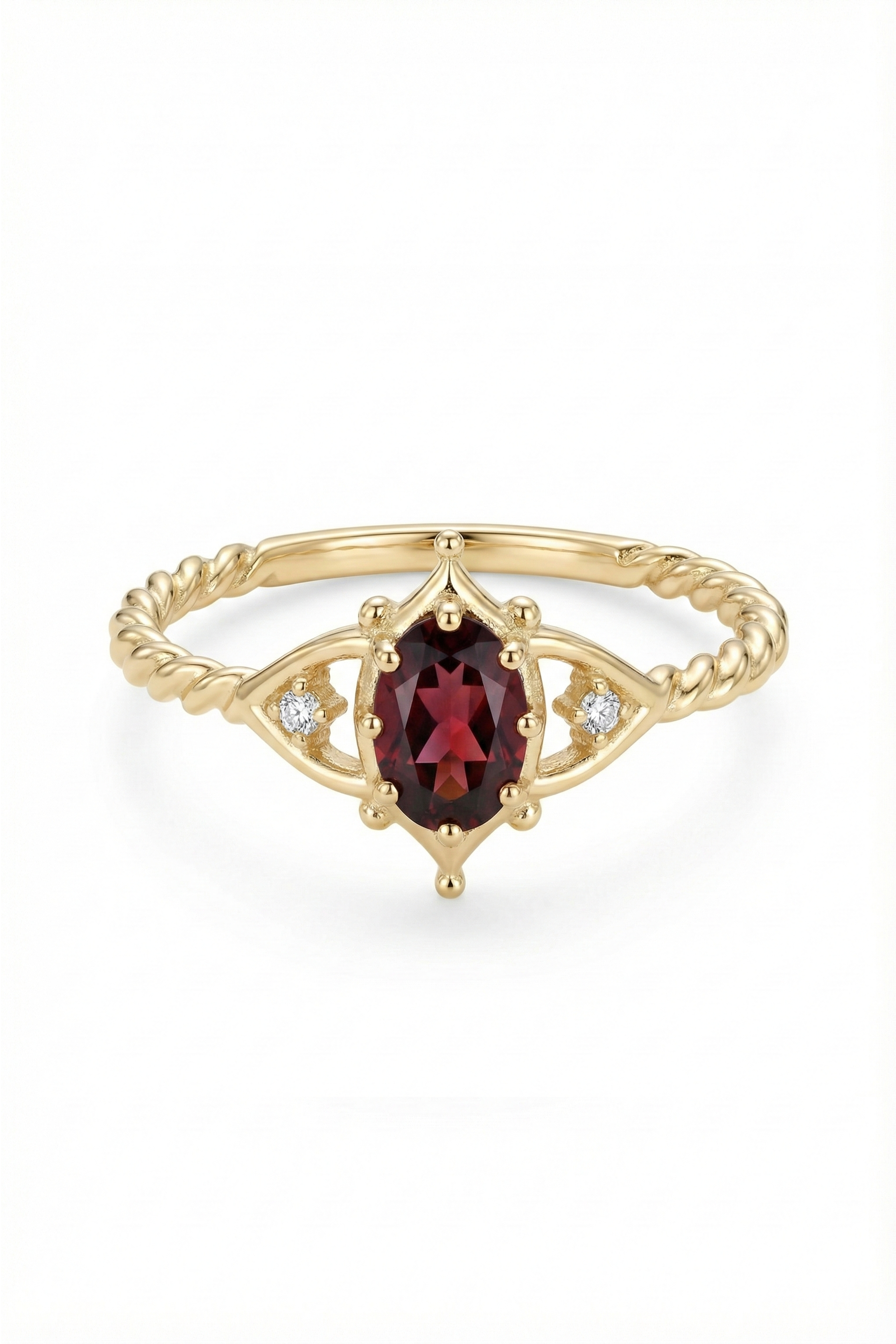 14k Gold Oval Rhodolite Ring