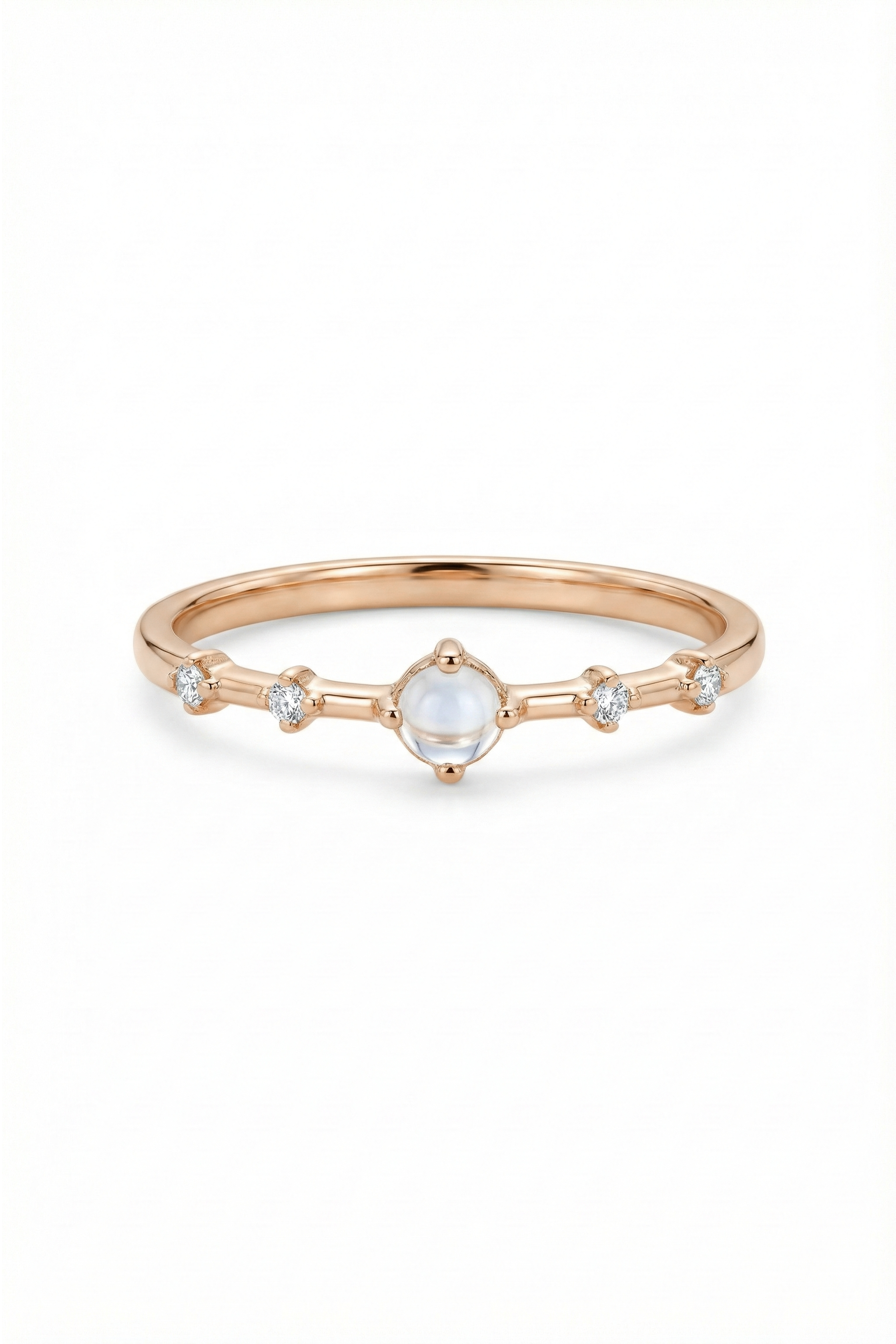 14k Gold Moonstone Dainty Ring