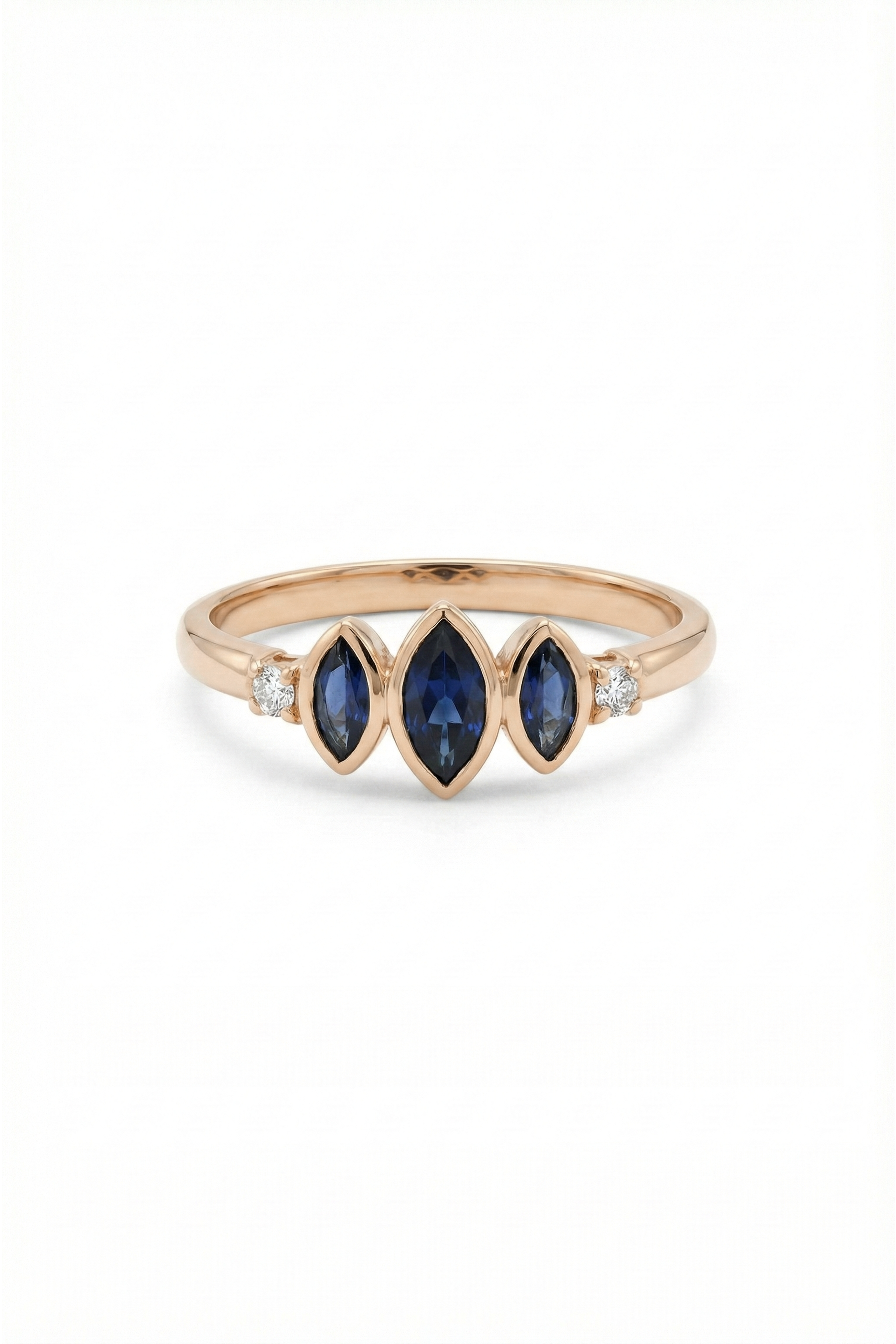 14k Gold Eclipse Blue Sapphire Ring