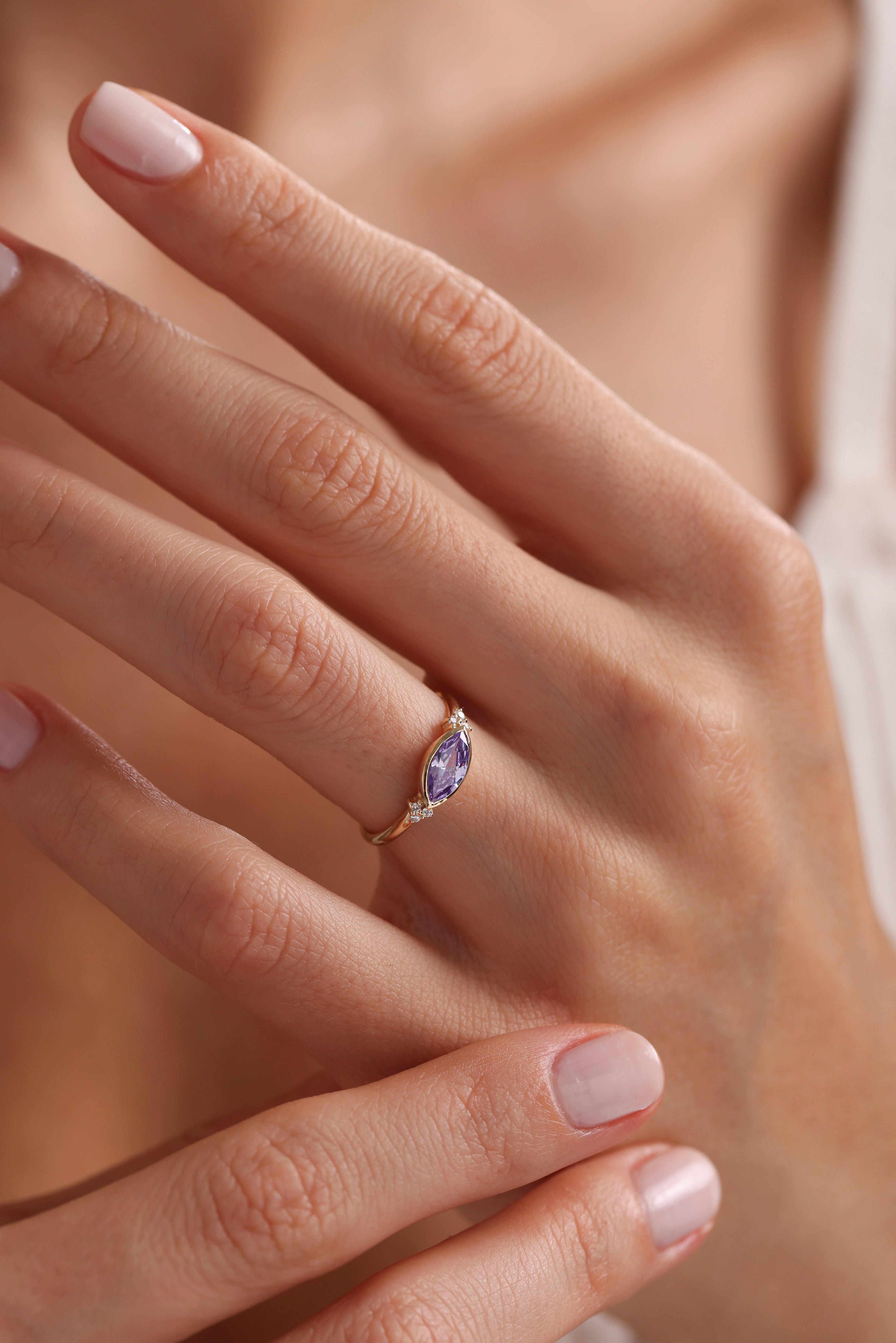 14k Marquise Amethyst Ring