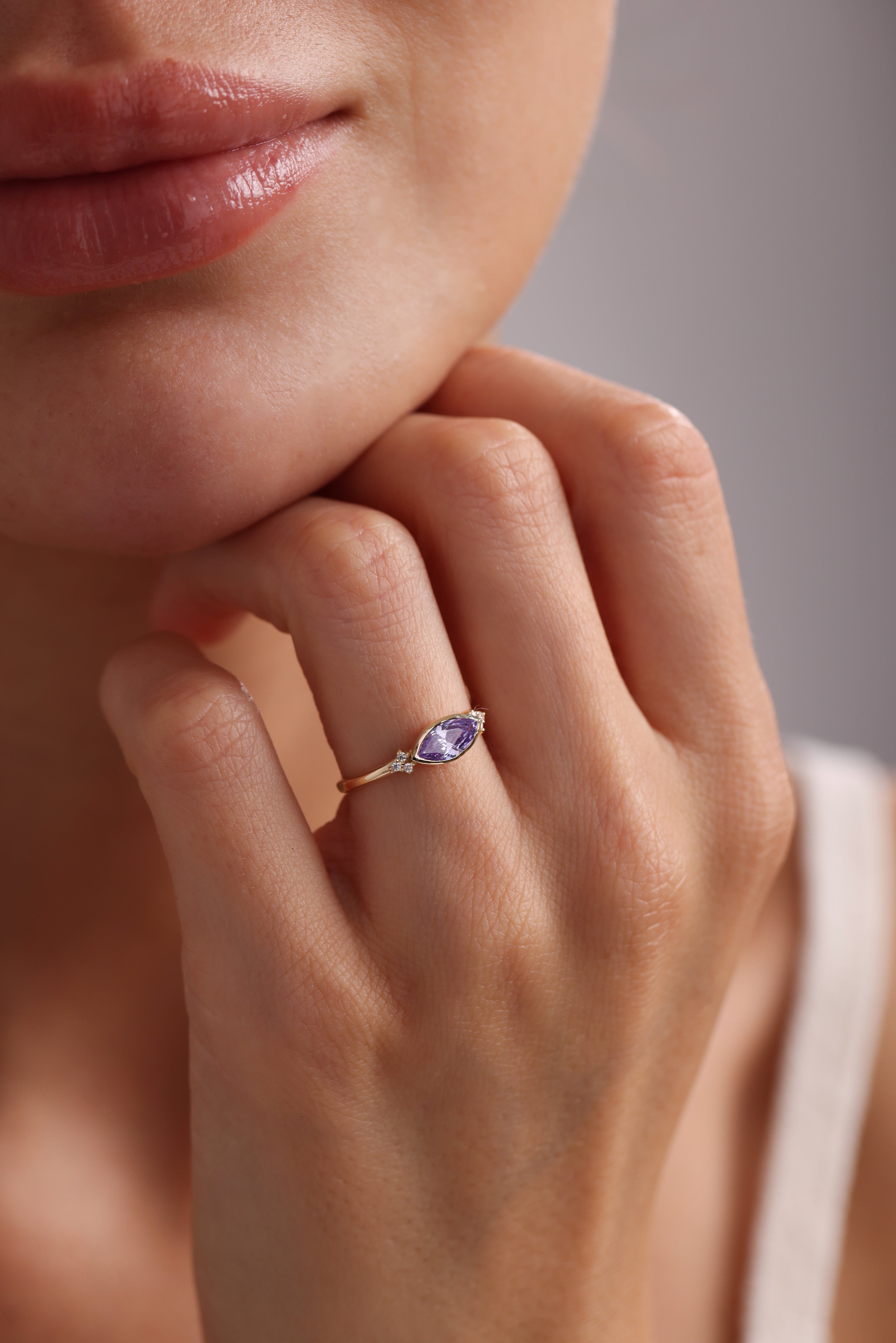 14k Marquise Amethyst Ring