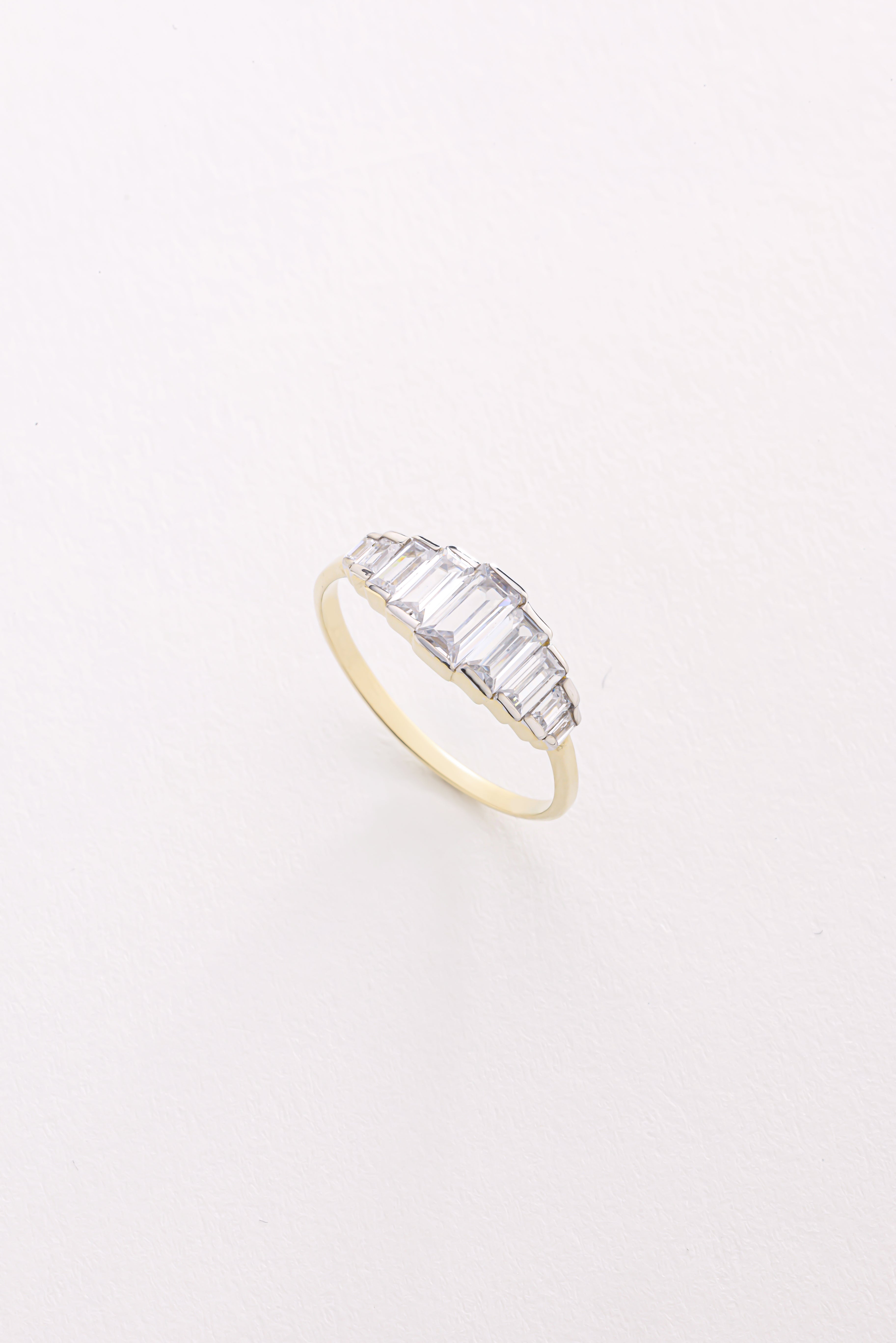 14k Gold Seven Baguette Diamond Band