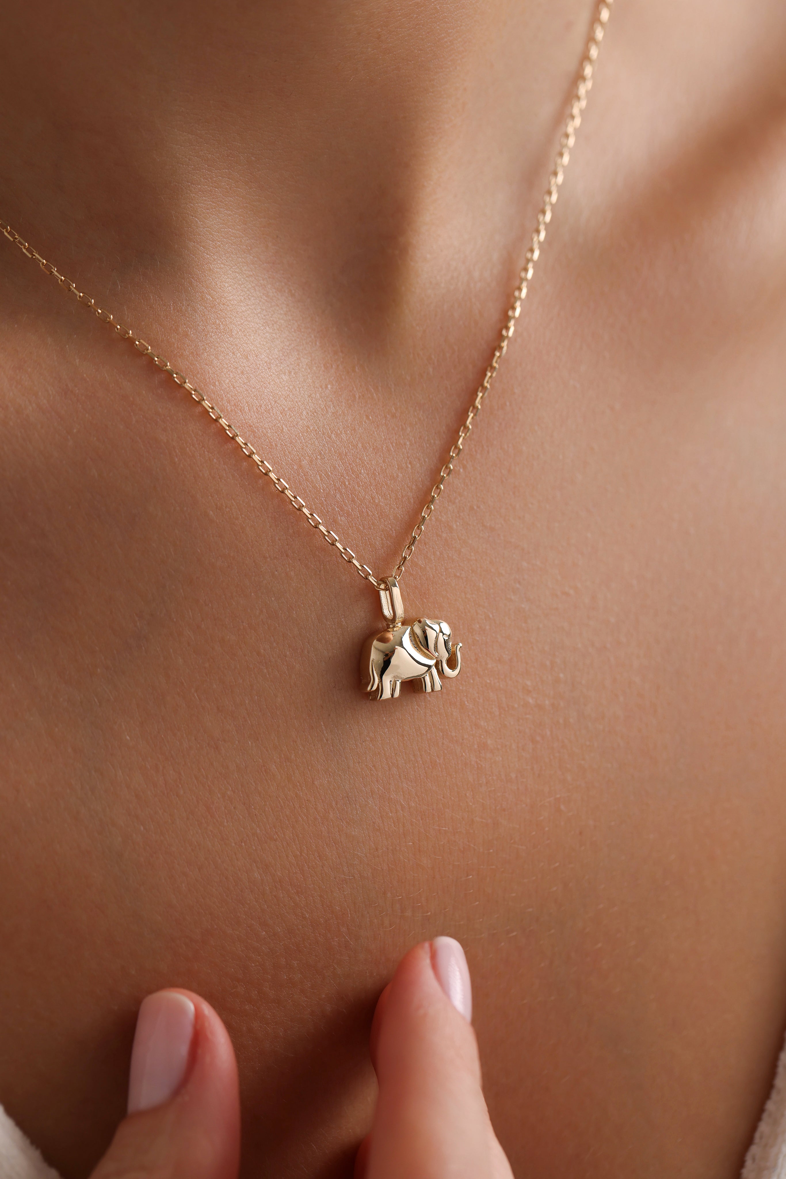 14k Gold Cremation Urn Elephant Necklace