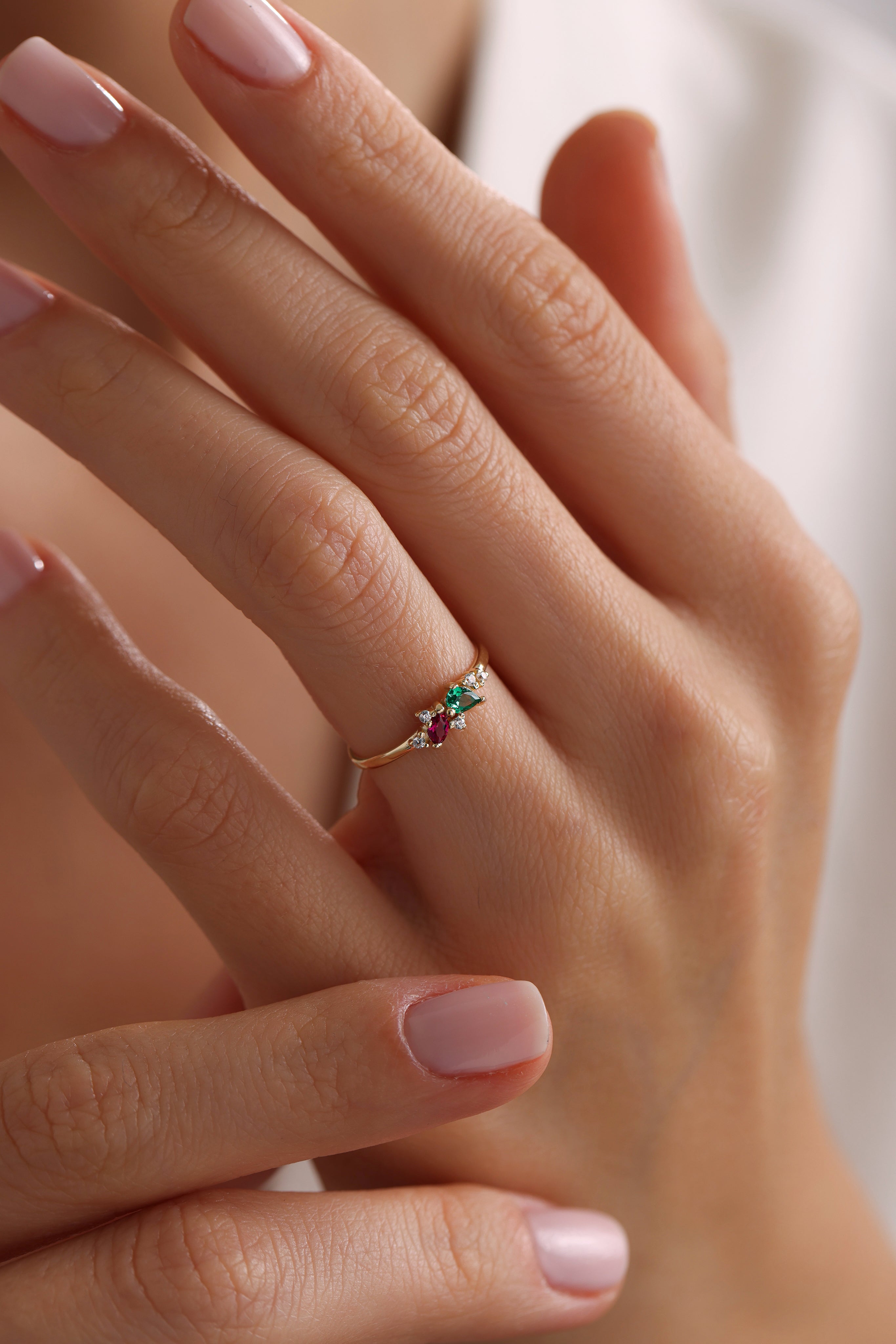 14k Gold Pear Birthstone Ring