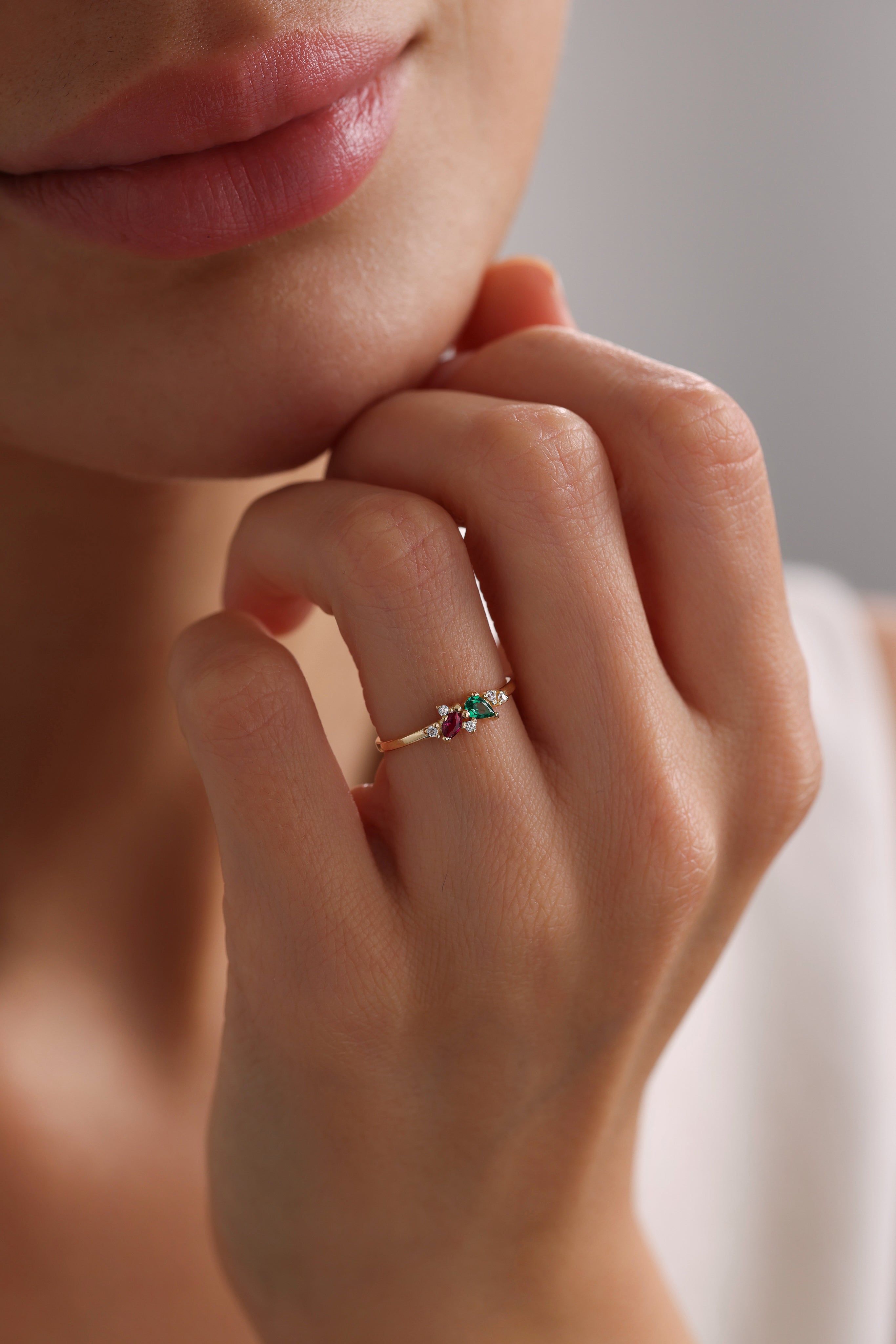 14k Gold Pear Birthstone Ring