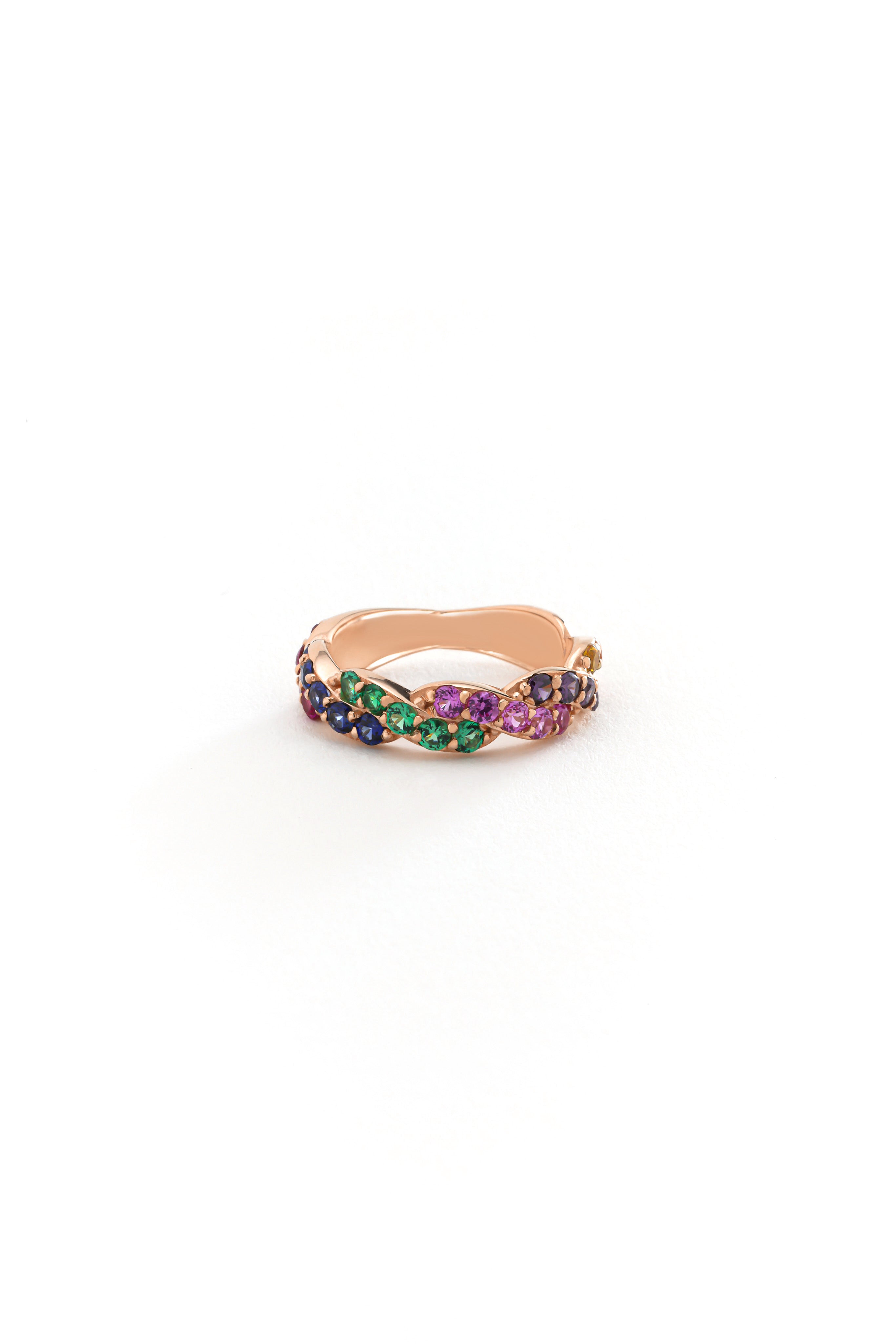 14k Gold Rainbow Weave Ring