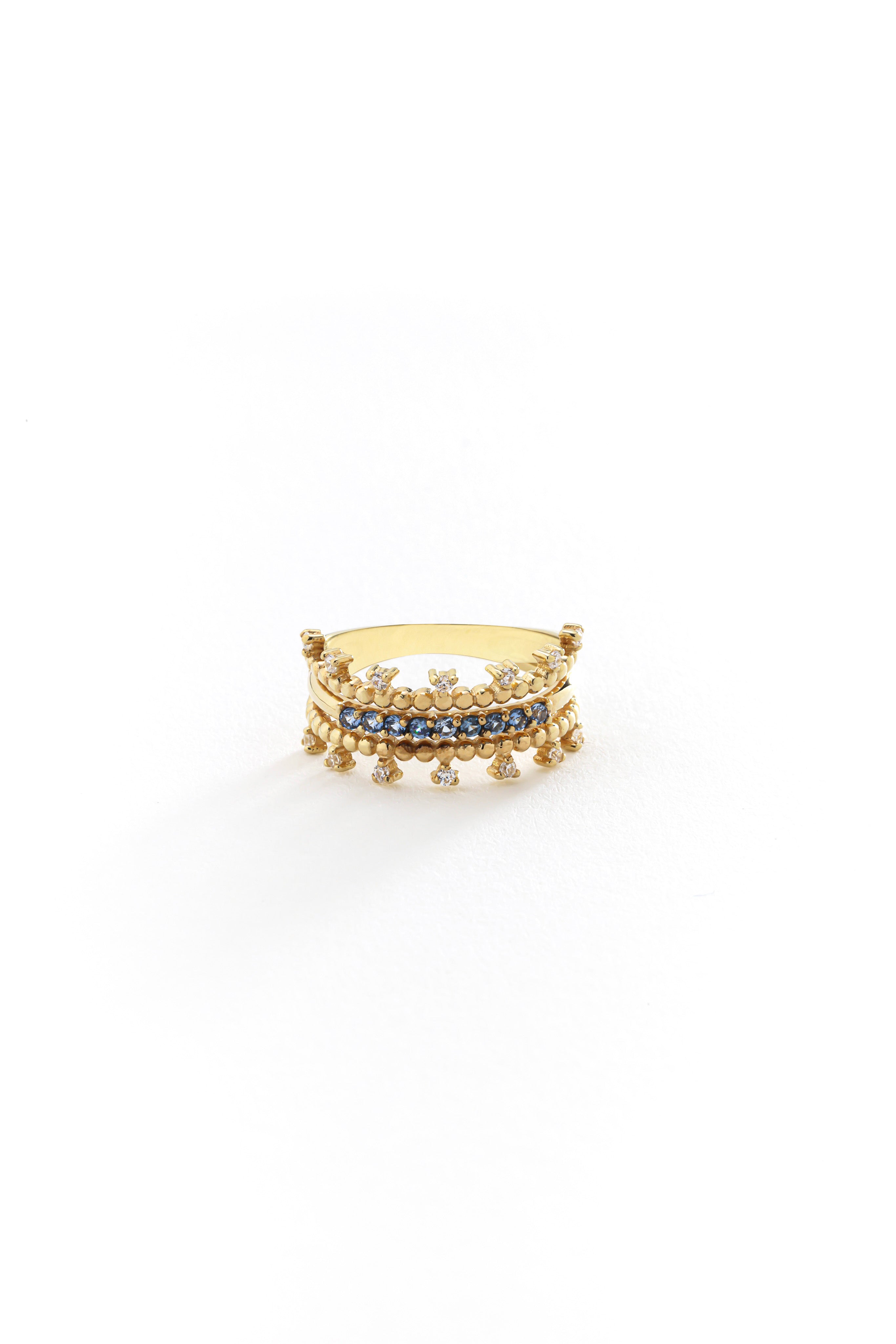 14k Gold Sultan's Crown Blue Topaz Ring