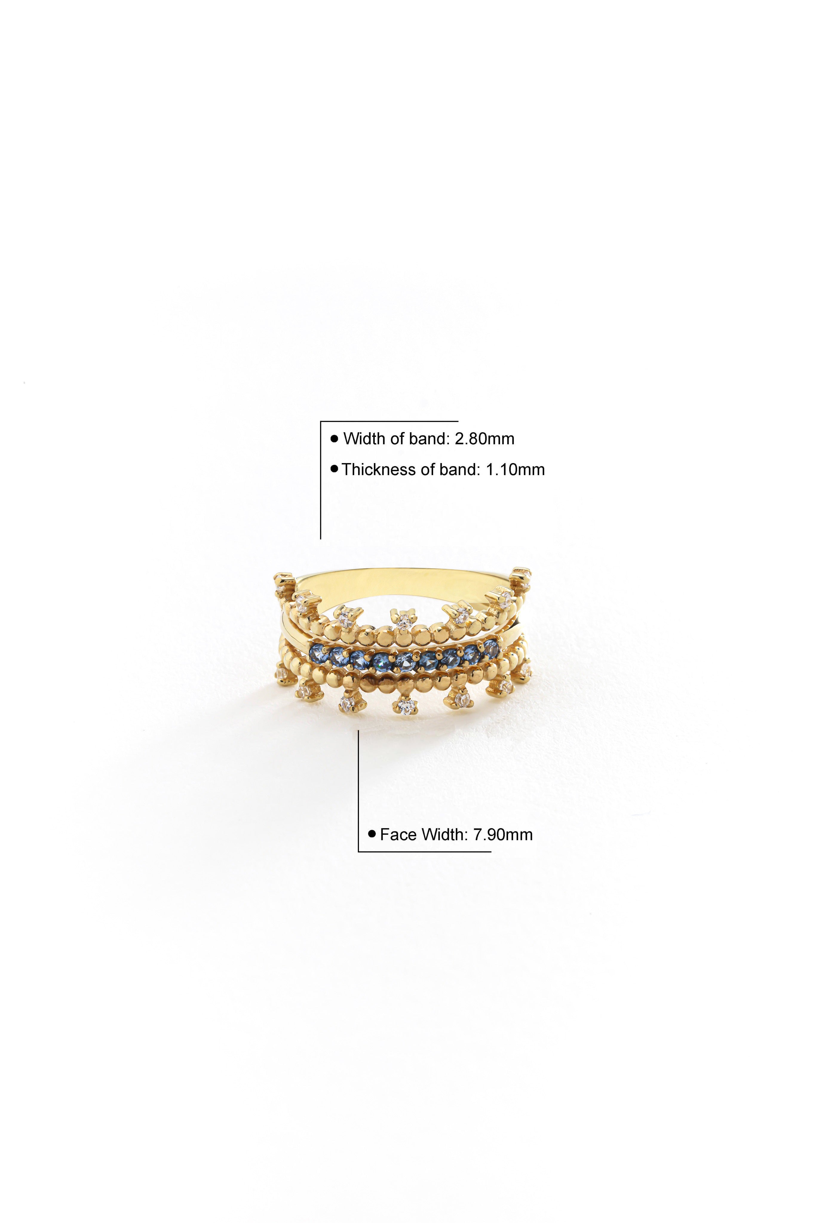 14k Gold Sultan's Crown Blue Topaz Ring