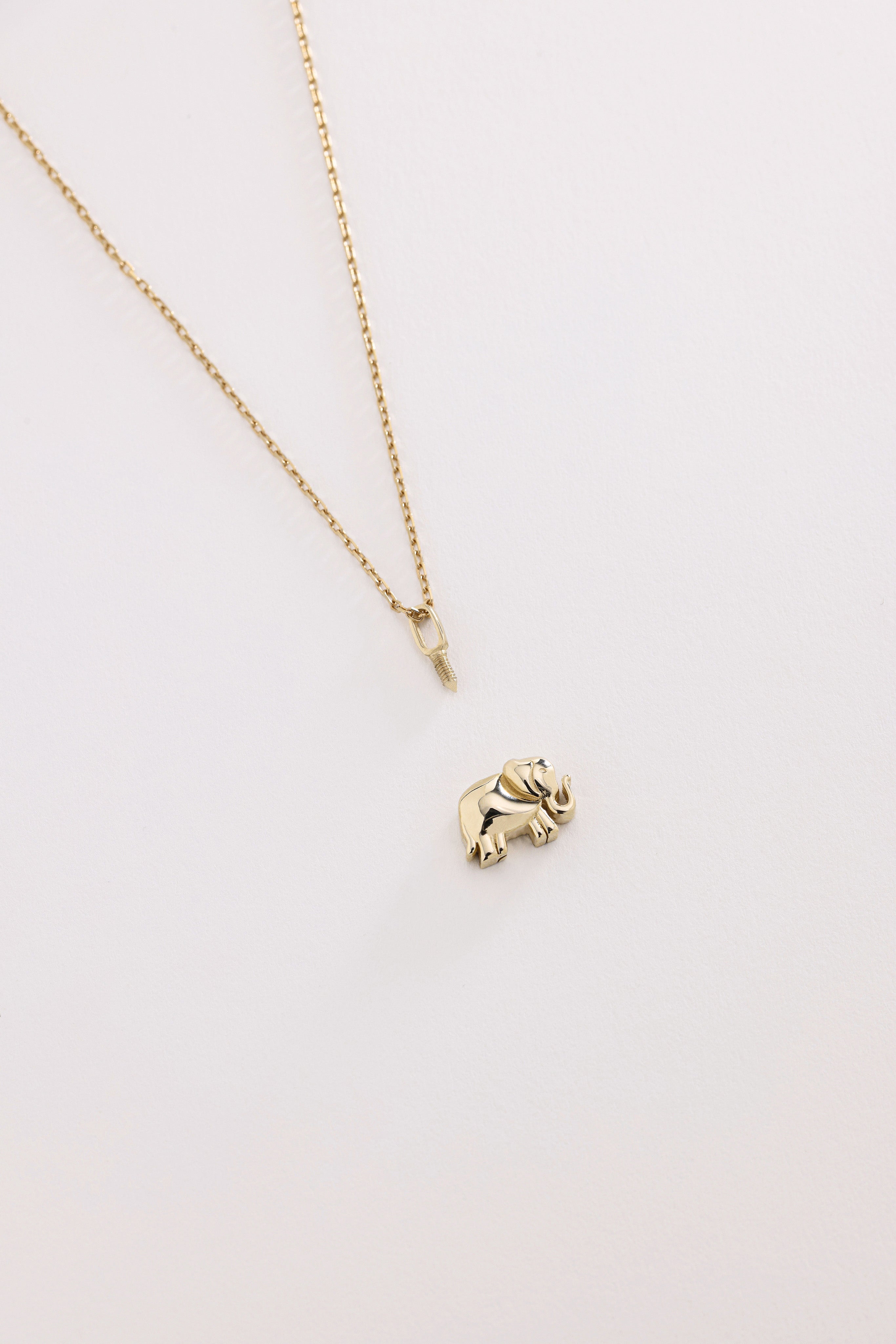14k Gold Cremation Urn Elephant Necklace