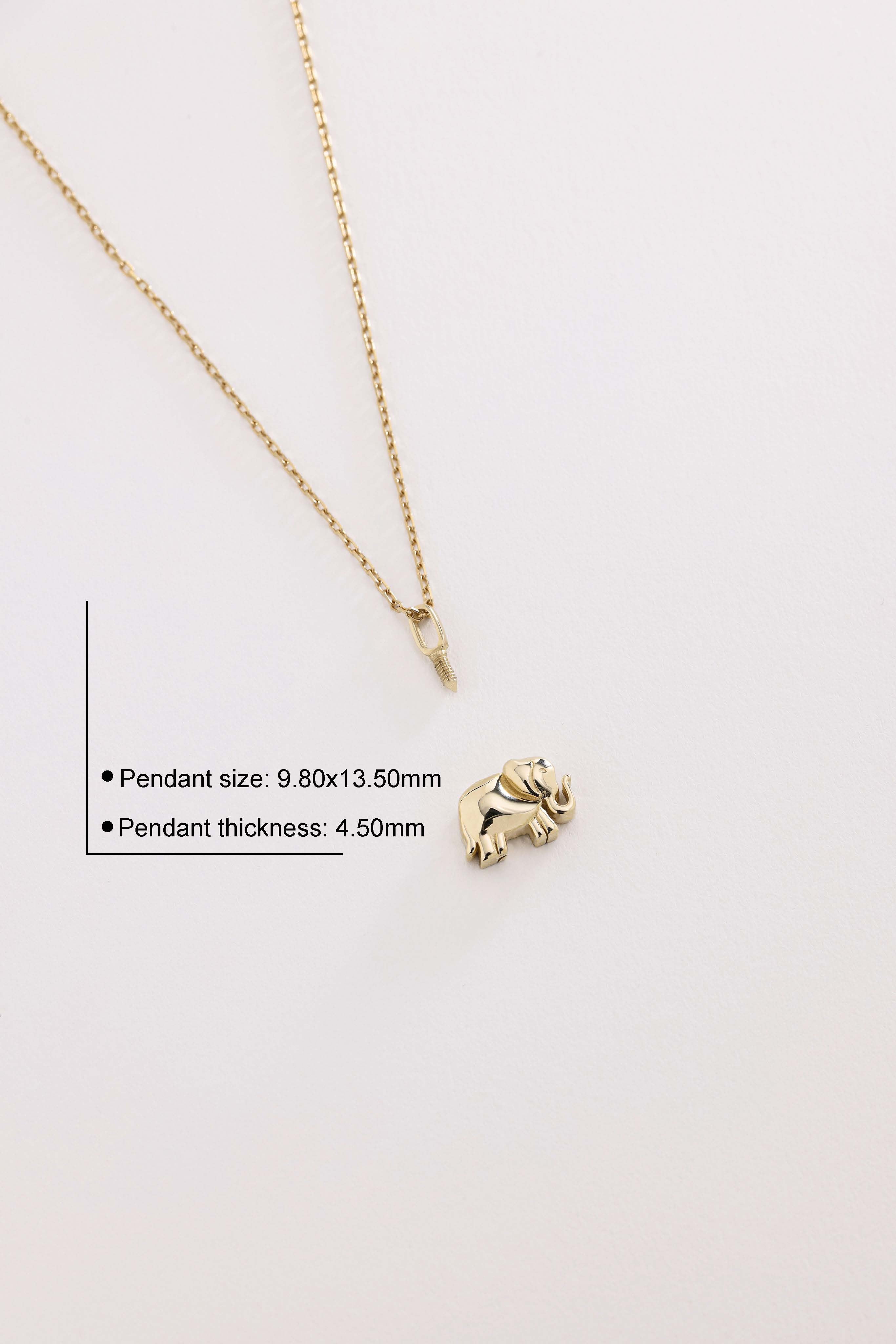 14k Gold Cremation Urn Elephant Necklace