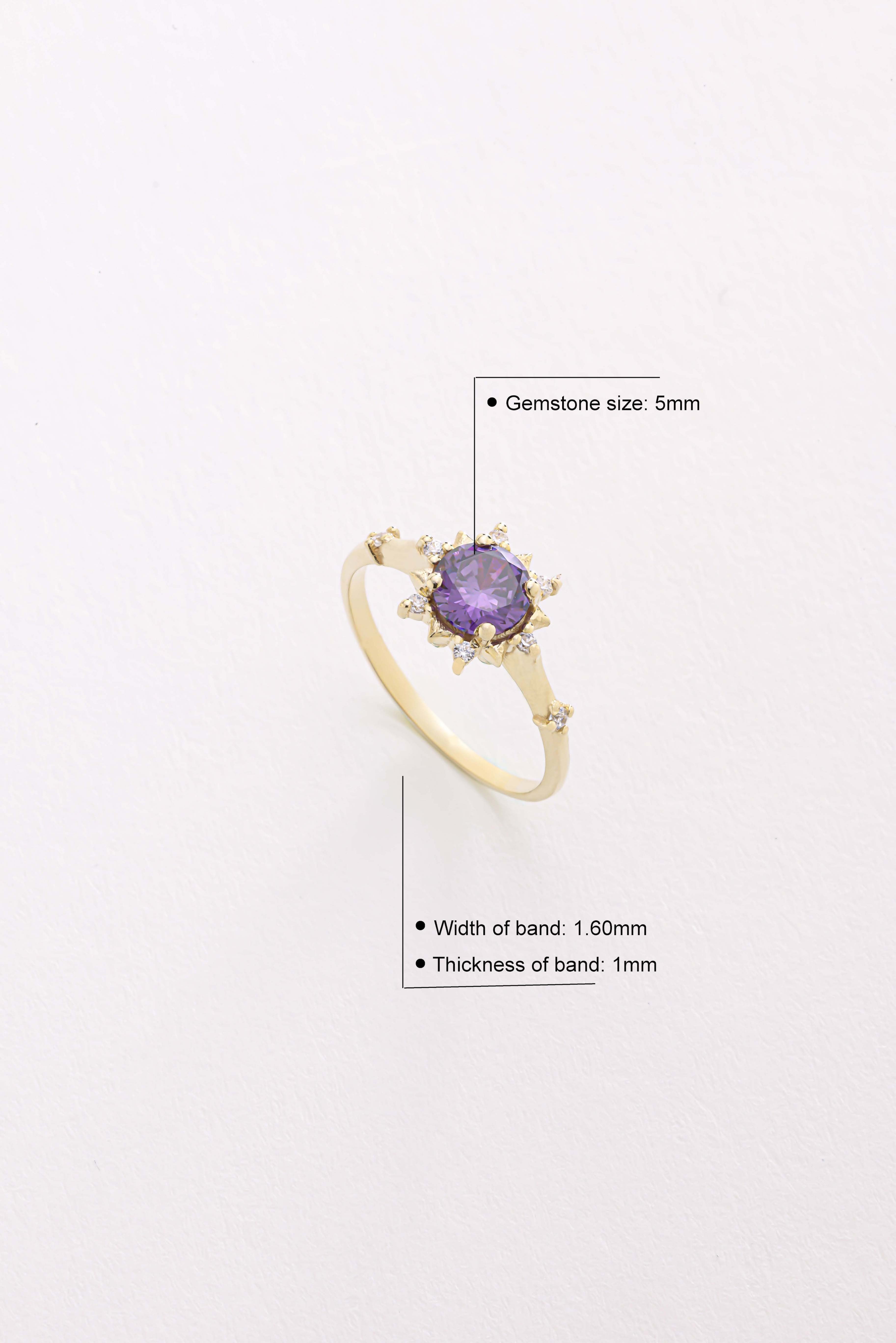 14k Gold Amethyst Diamond Ring