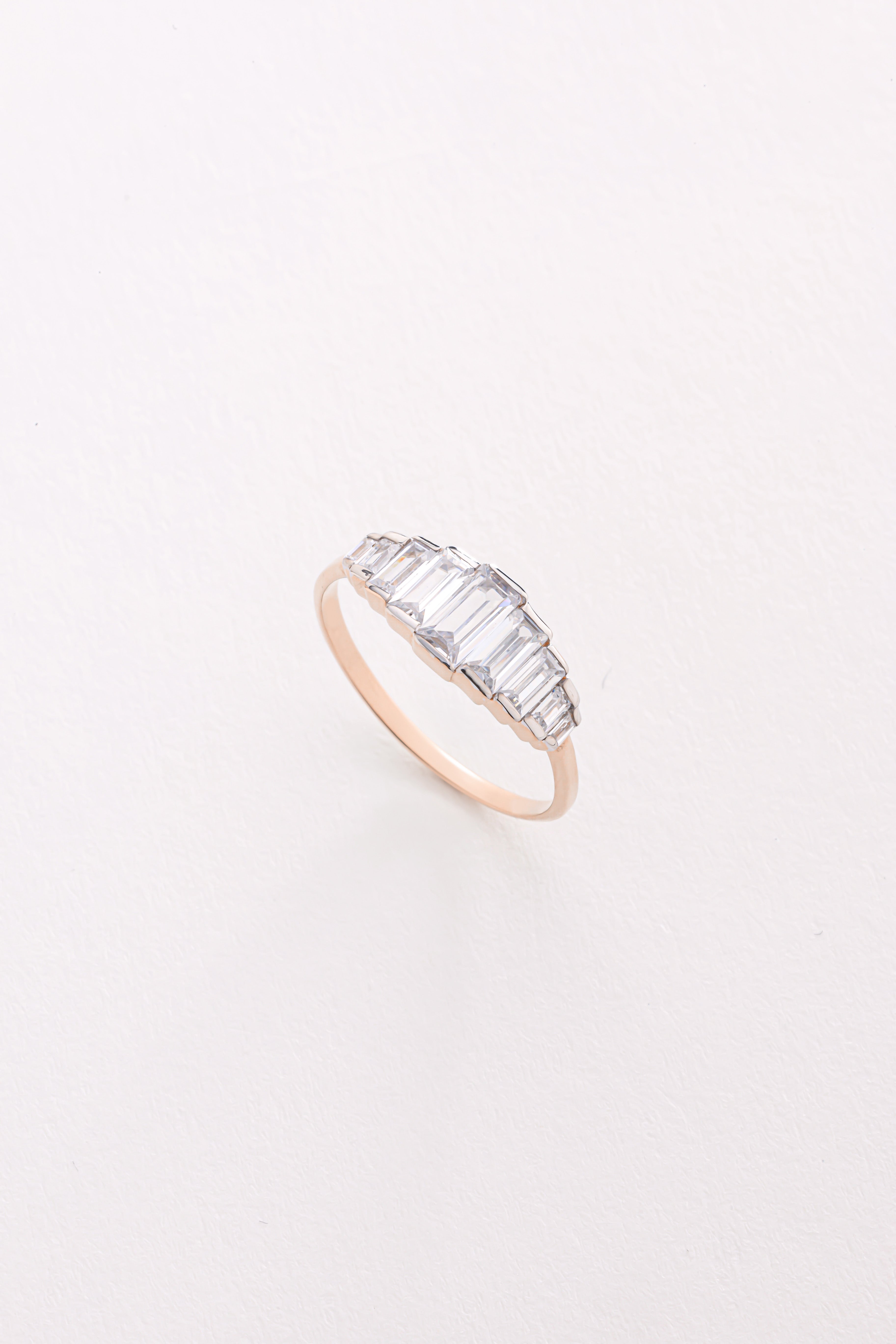 14k Gold Seven Baguette Diamond Band