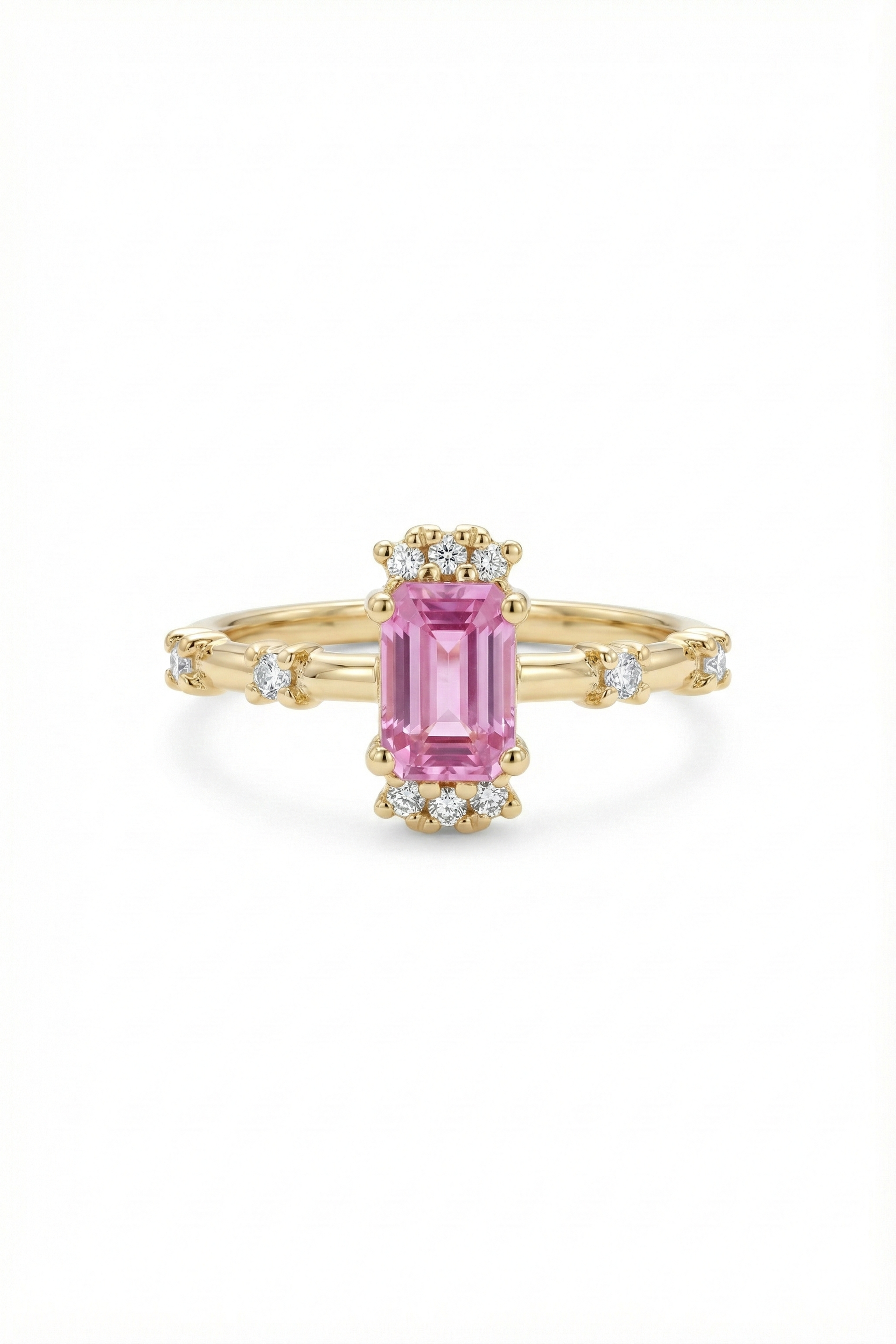 14k Gold Pink Sapphire Baguette Ring