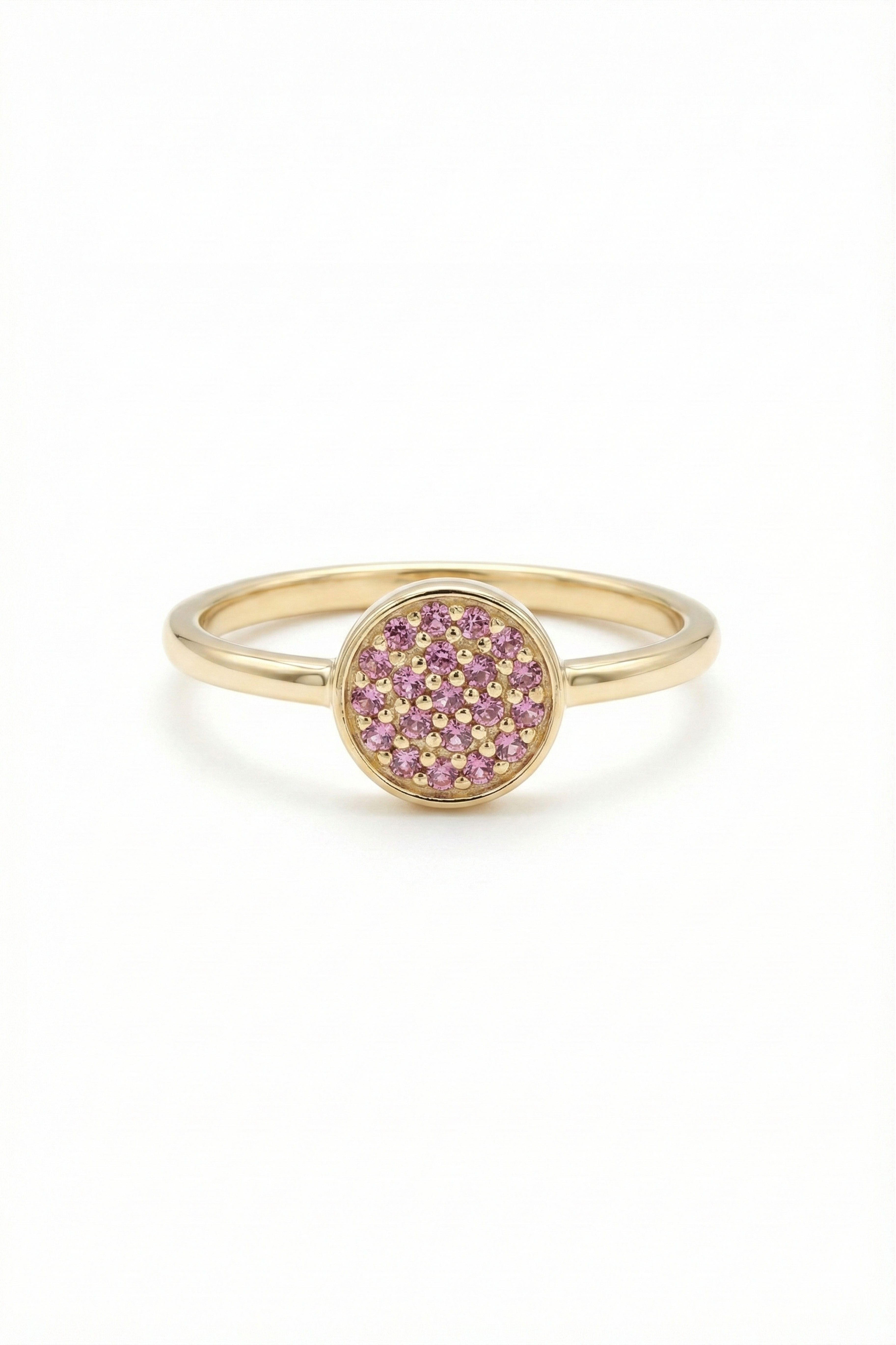 14k Gold Purple Stone Disc Ring