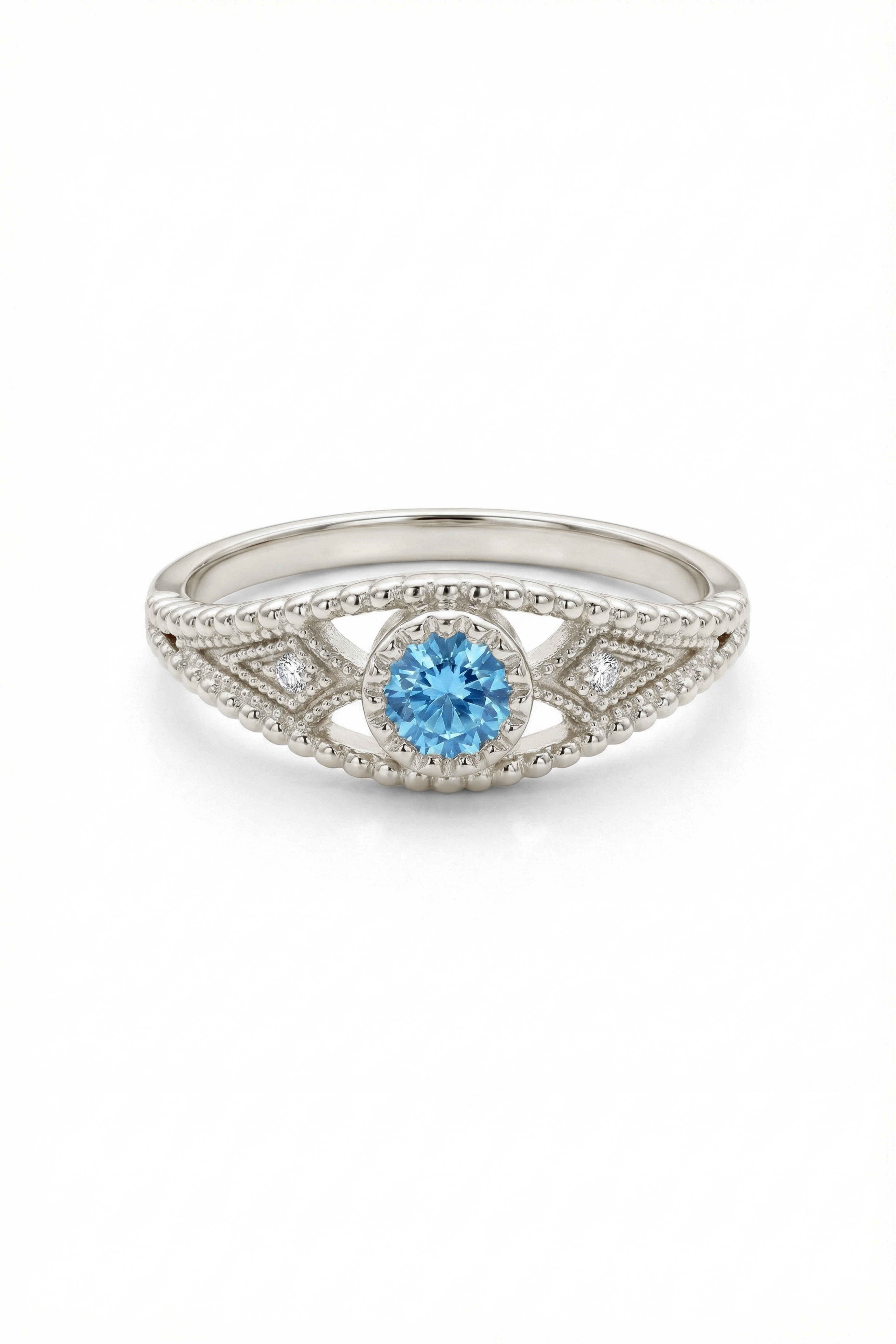 14k Gold Blue Topaz Ring