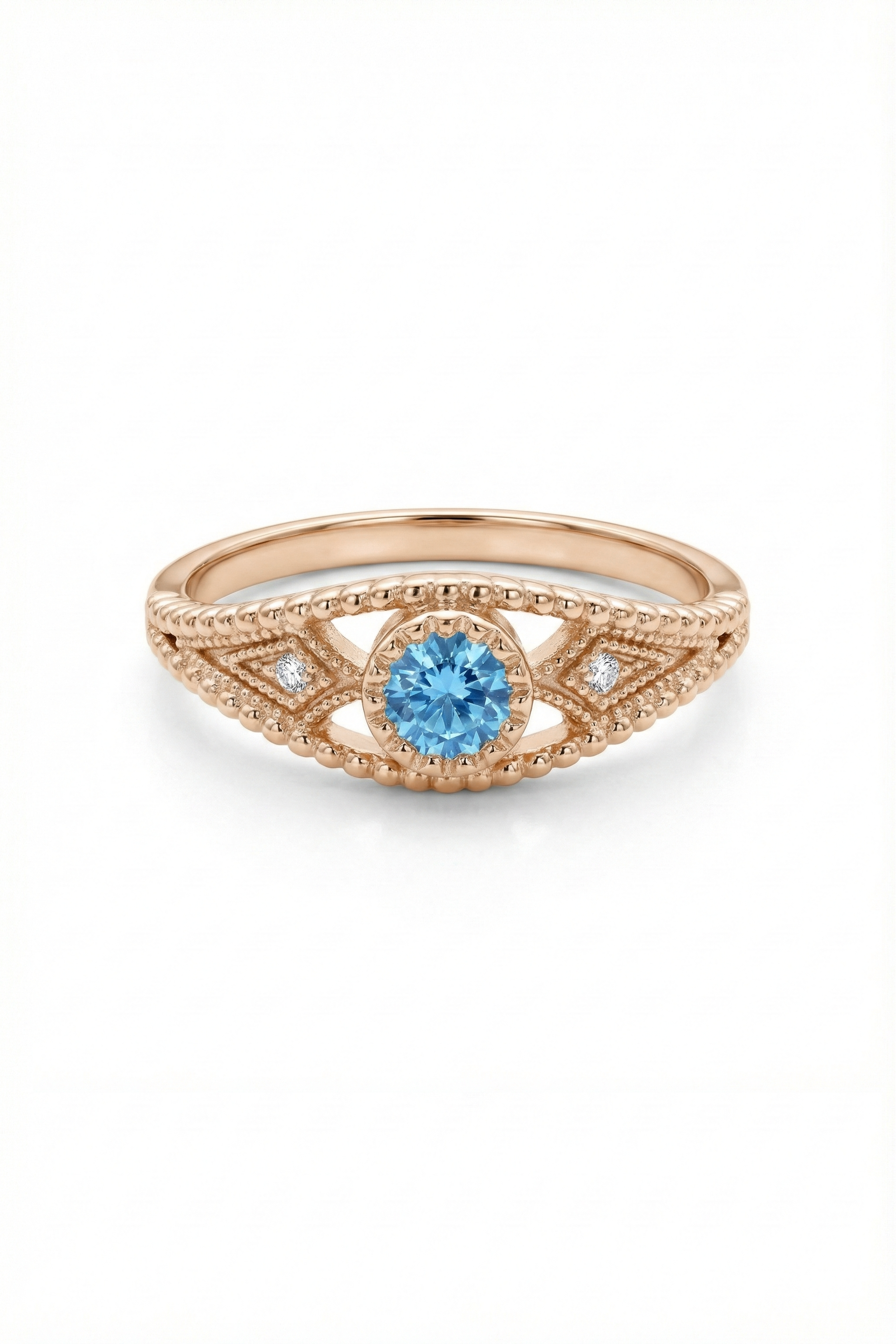 14k Gold Blue Topaz Ring