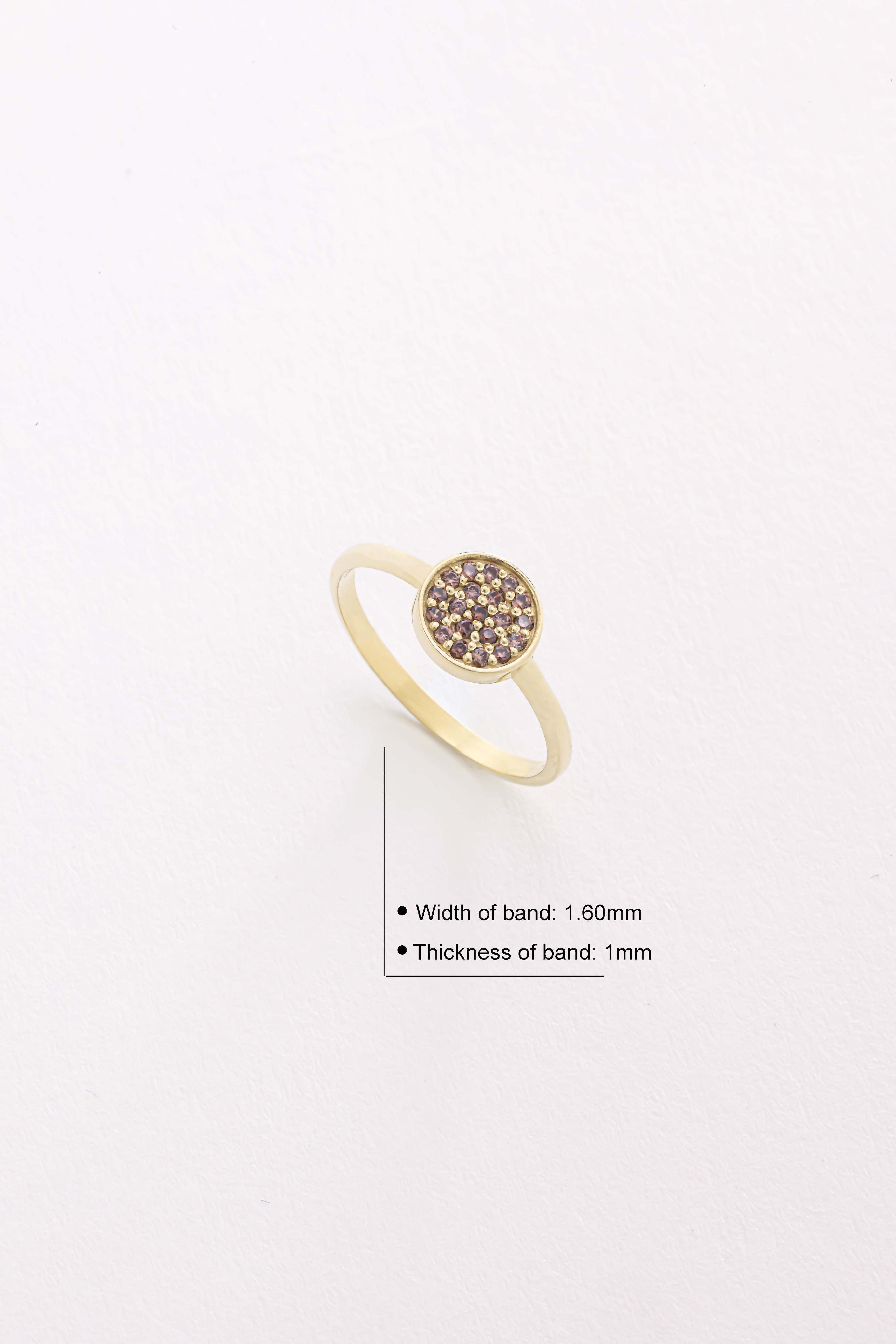 14k Gold Purple Stone Disc Ring