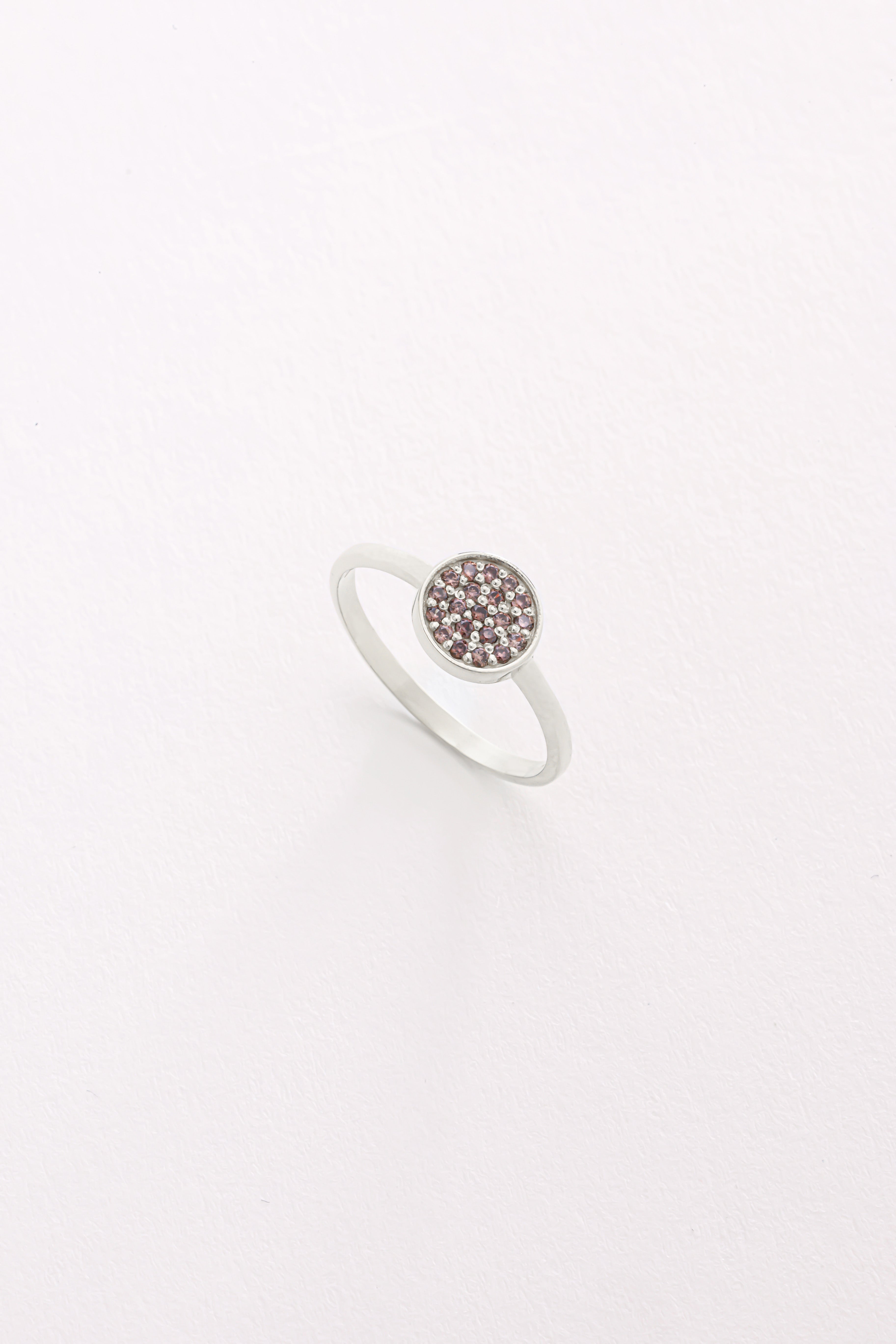 14k Gold Purple Stone Disc Ring