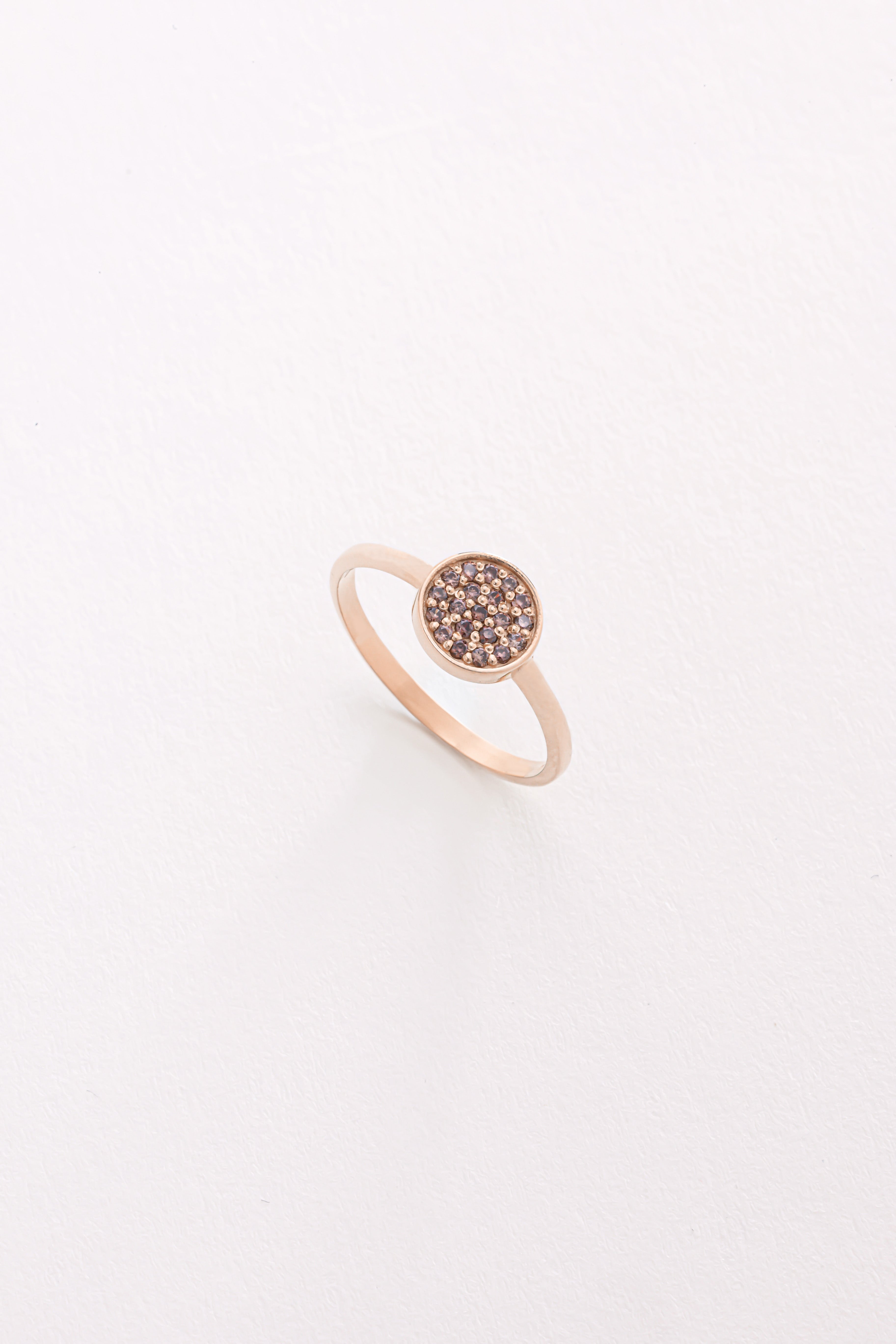 14k Gold Purple Stone Disc Ring