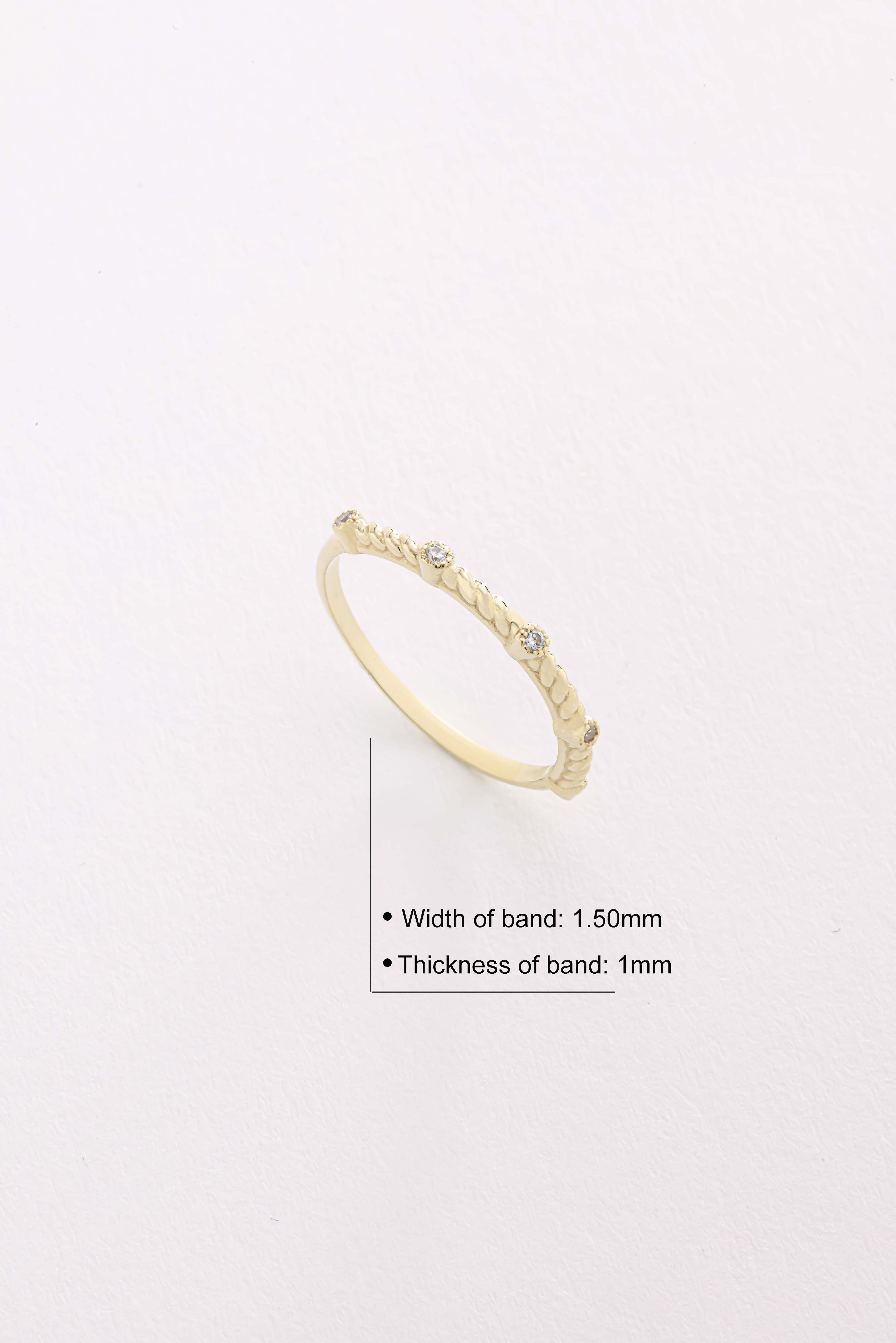 14k Gold Textured Diamond Band with Five Stones