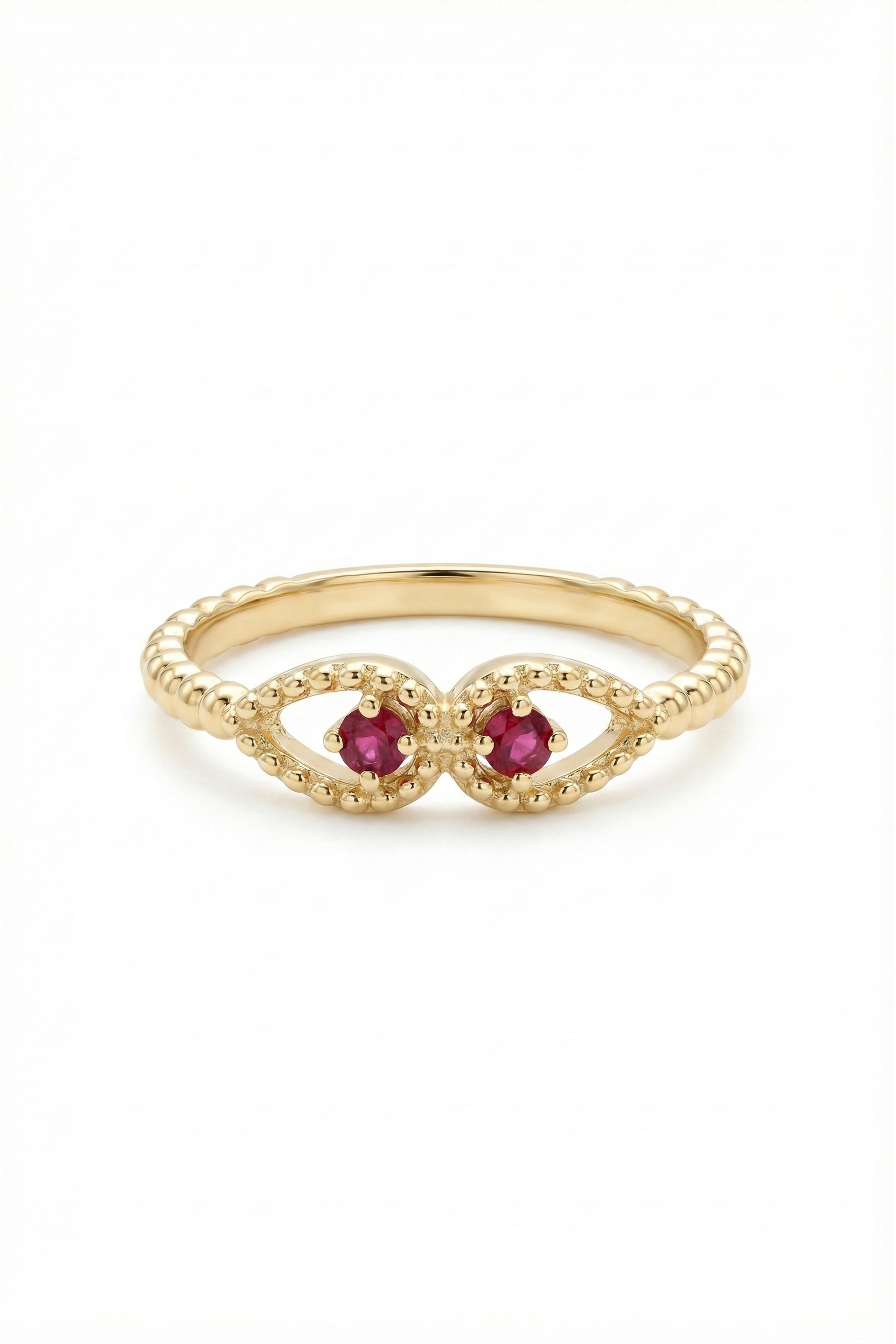 14k Gold Eternal Eyes Rhodolite Ring
