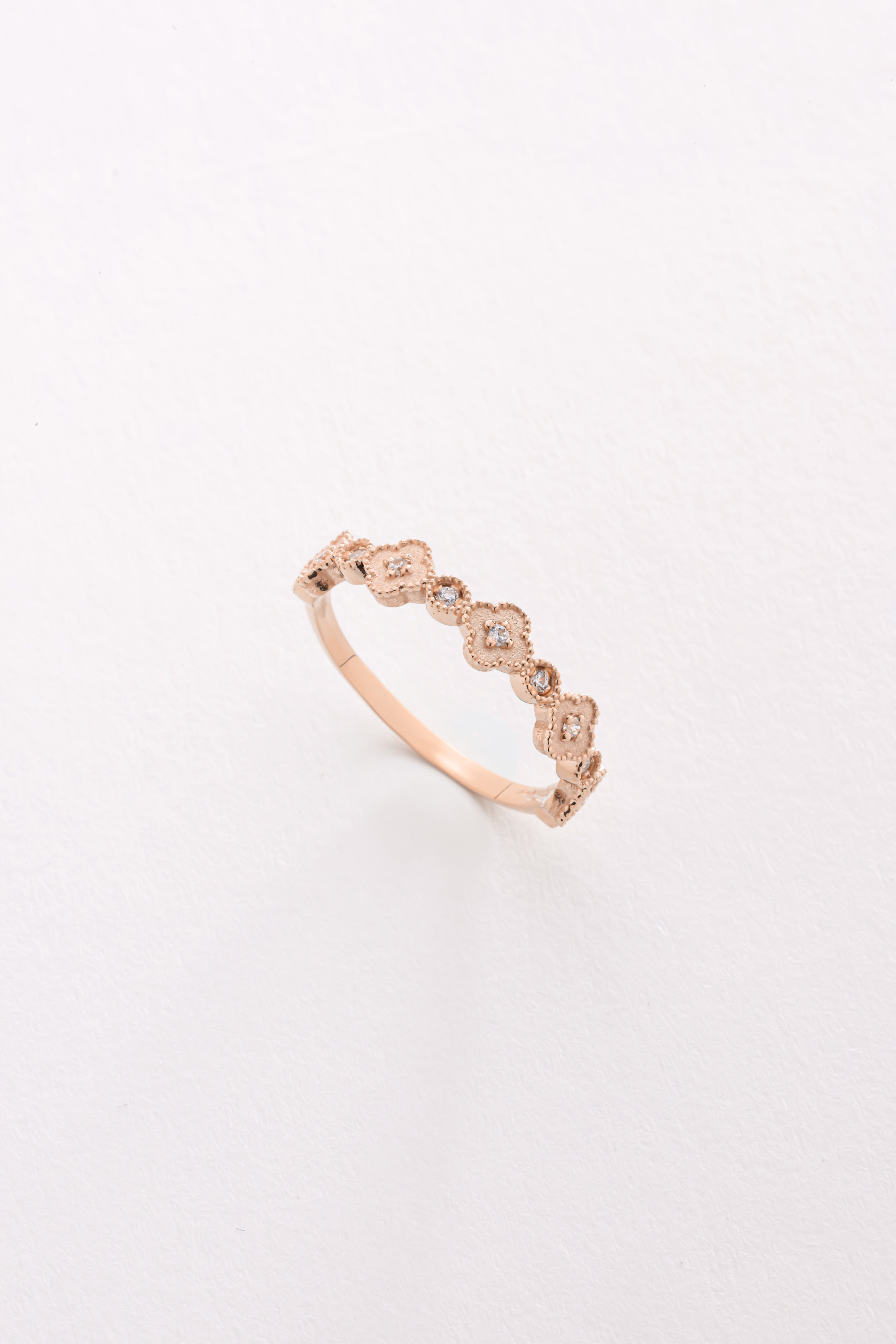 14k Gold Floral Diamond Band