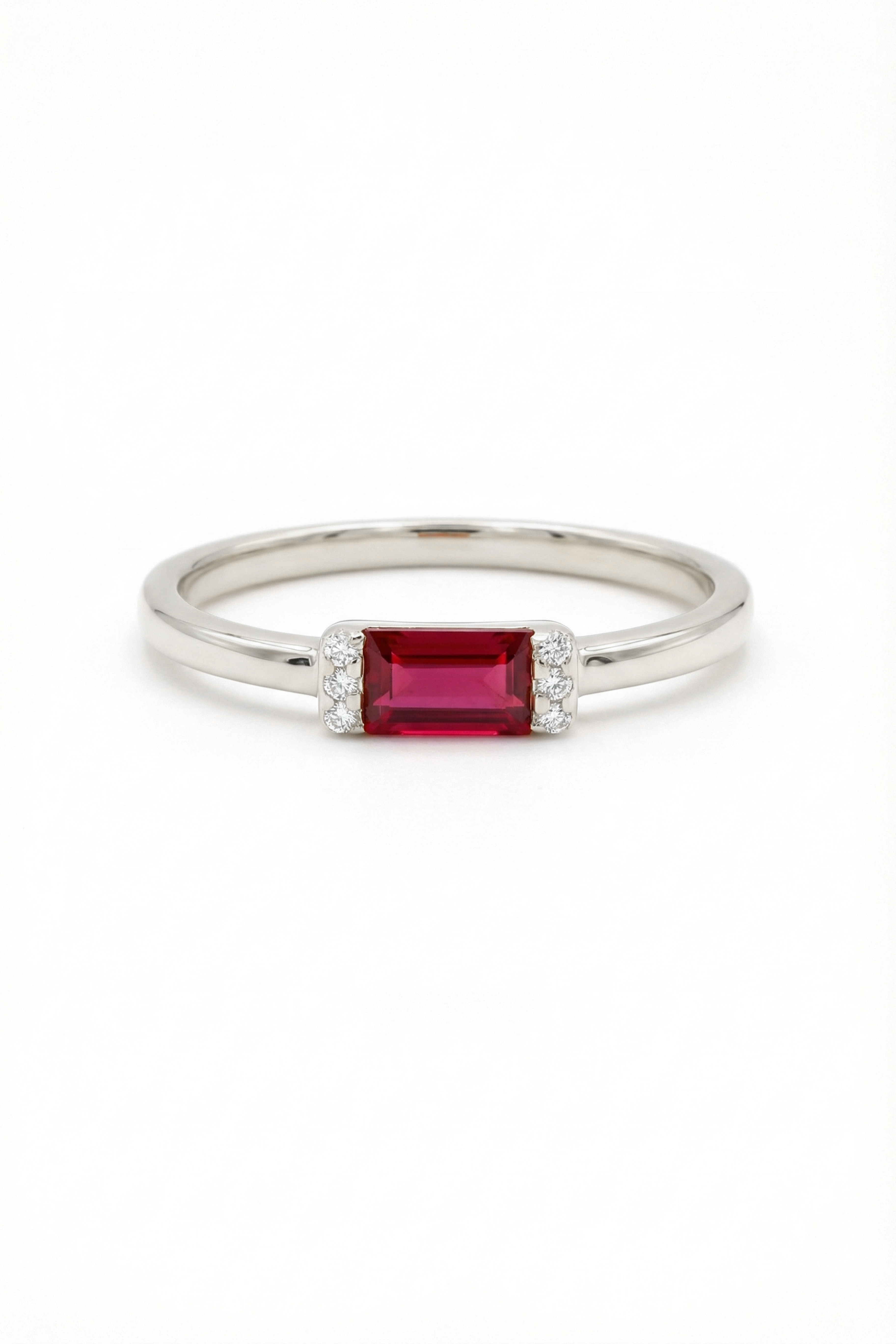 14k Gold Sophisticated Ruby Baguette Ring