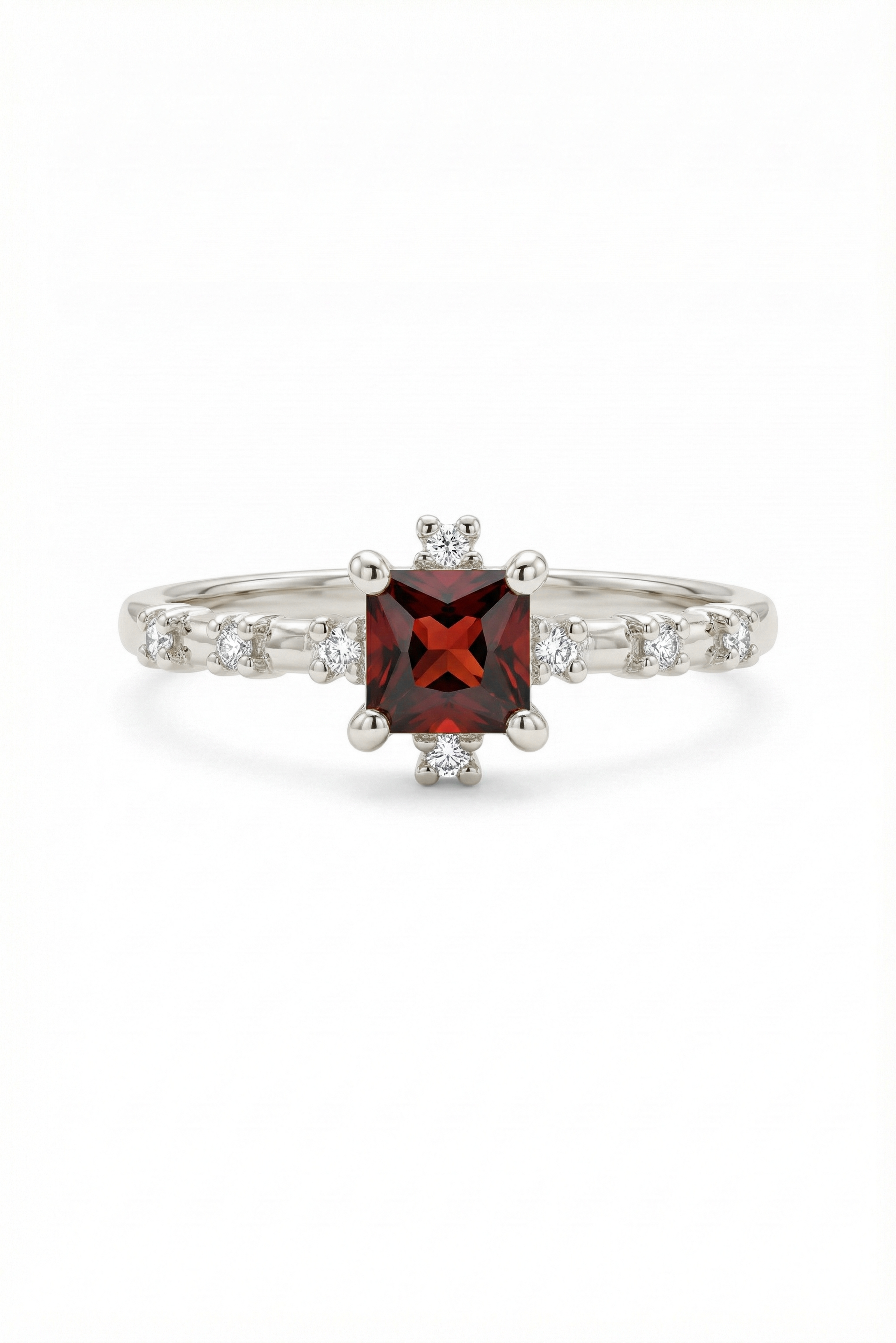 14k Gold Garnet Diamond Ring