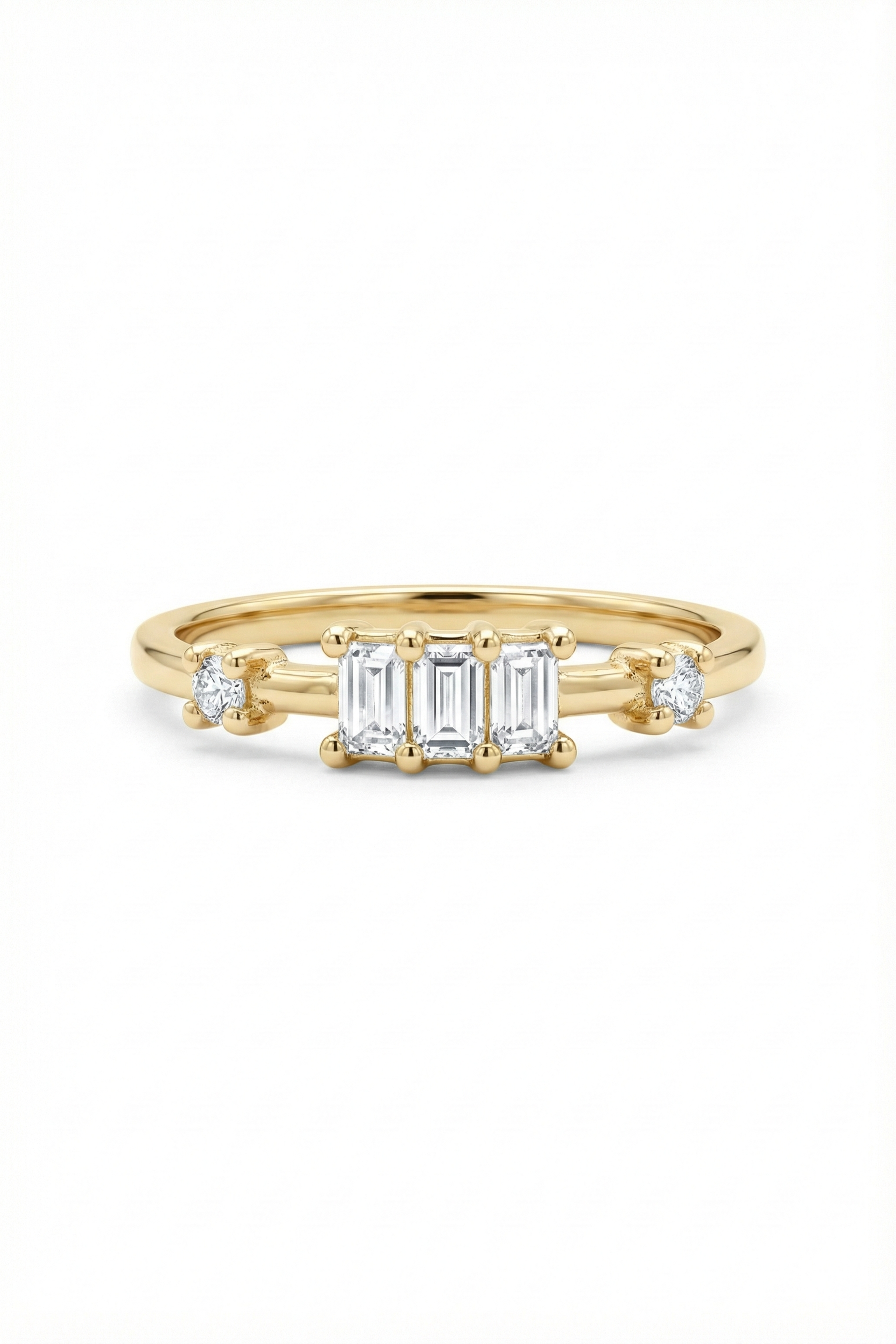 14k Gold Three Baguette Diamond Ring