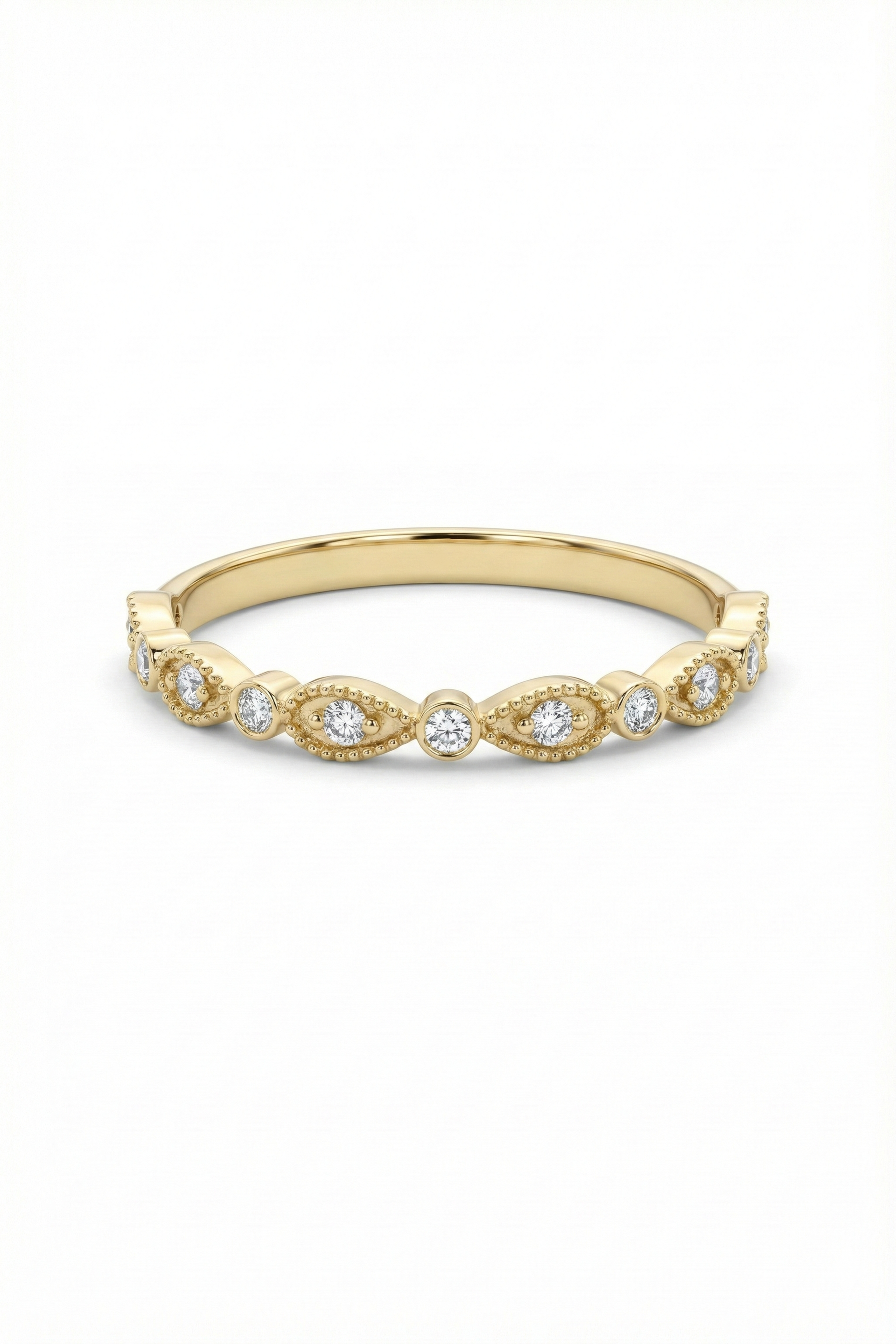 14k Gold Diamond Leaf Band Ring
