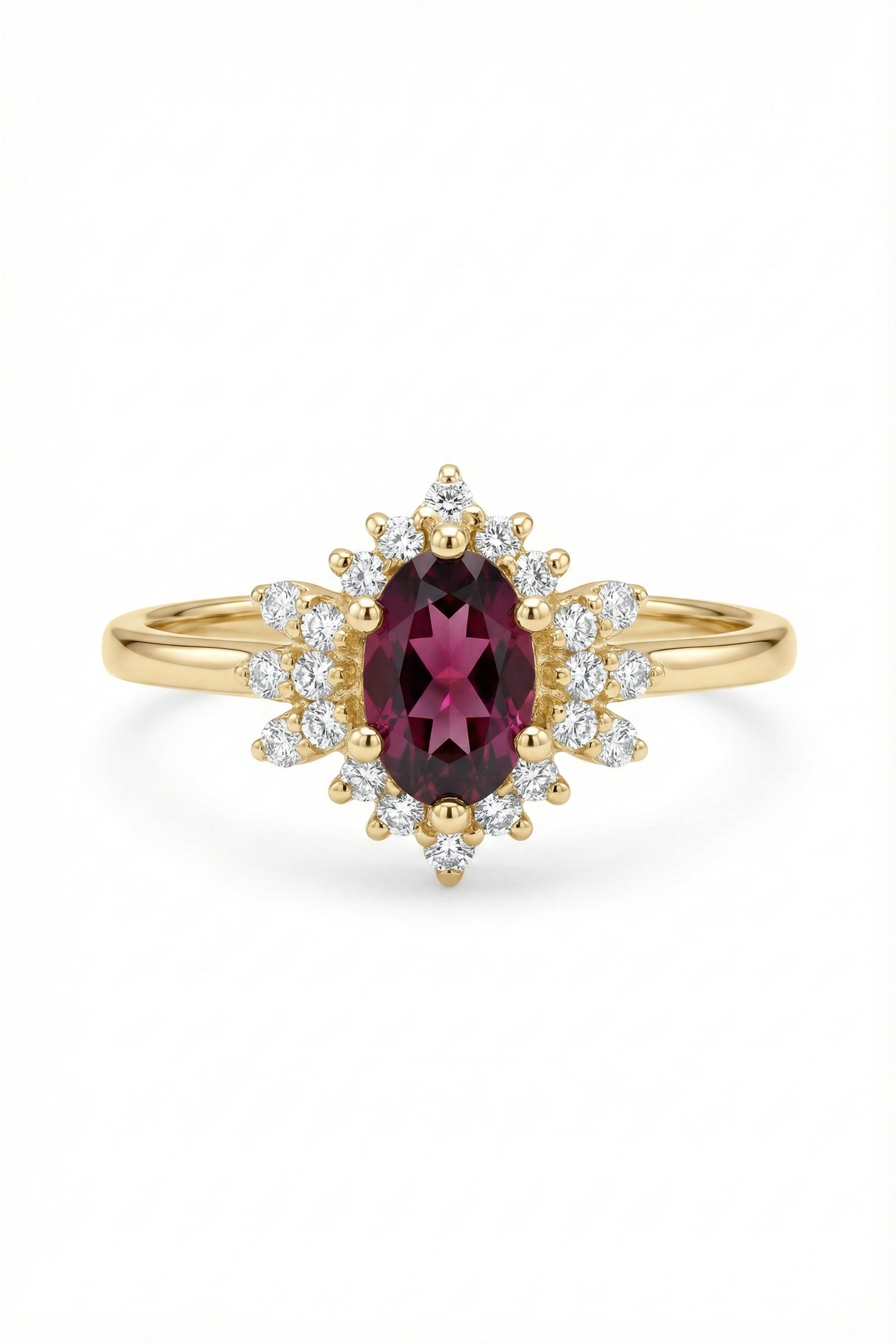 14k Gold Velvet Charm Rhodolite Ring